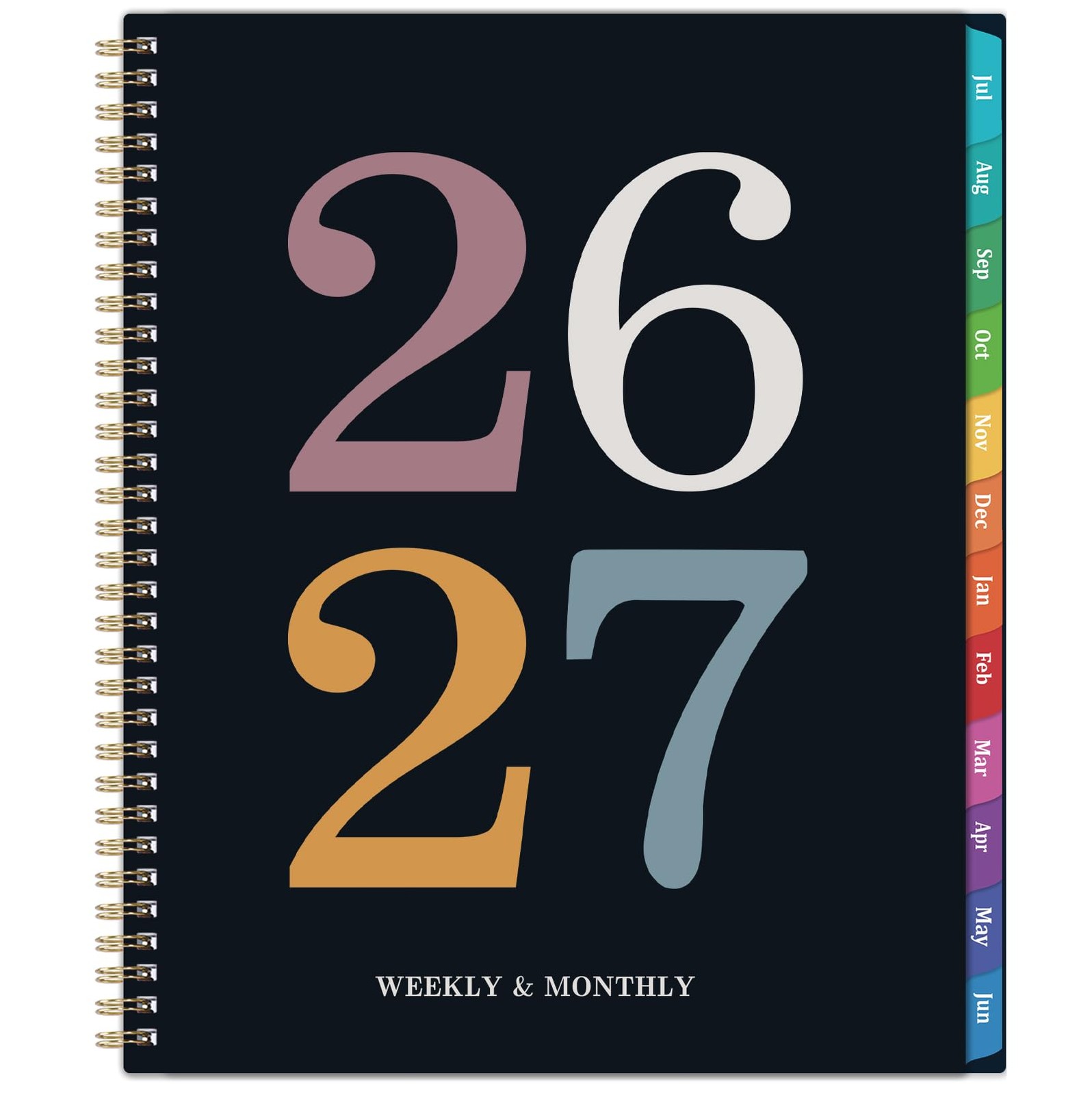 2026 2027 Weekly Monthly Planner Academic 8.5 x 11 Thick Paper Tabs Pocket