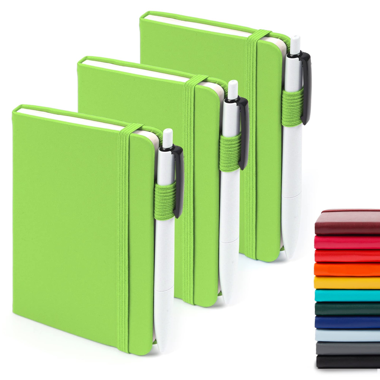 feela 3 Pack Pocket Small Notebook Journals, Mini Cute Memo Notepad 3 Green