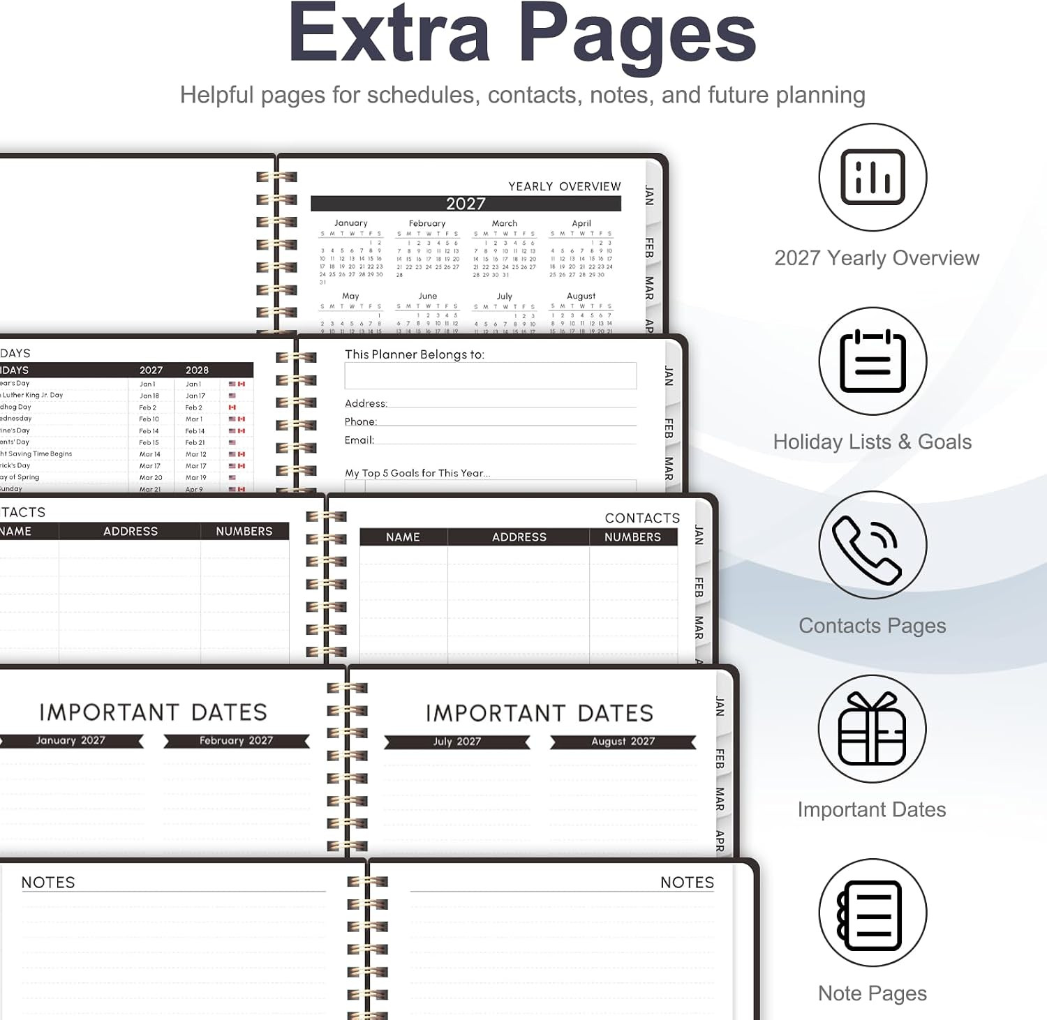 2027 Planner, Weekly and Monthly Calendar Planner Book, JAN 2027 – DEC 2027 | A5