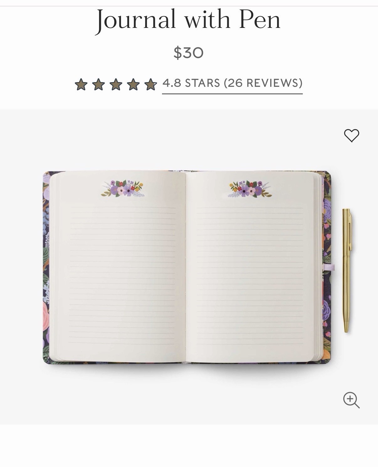 Rifle Paper Co Journal with Pen Garden Party Violet 144 Pages Brand New