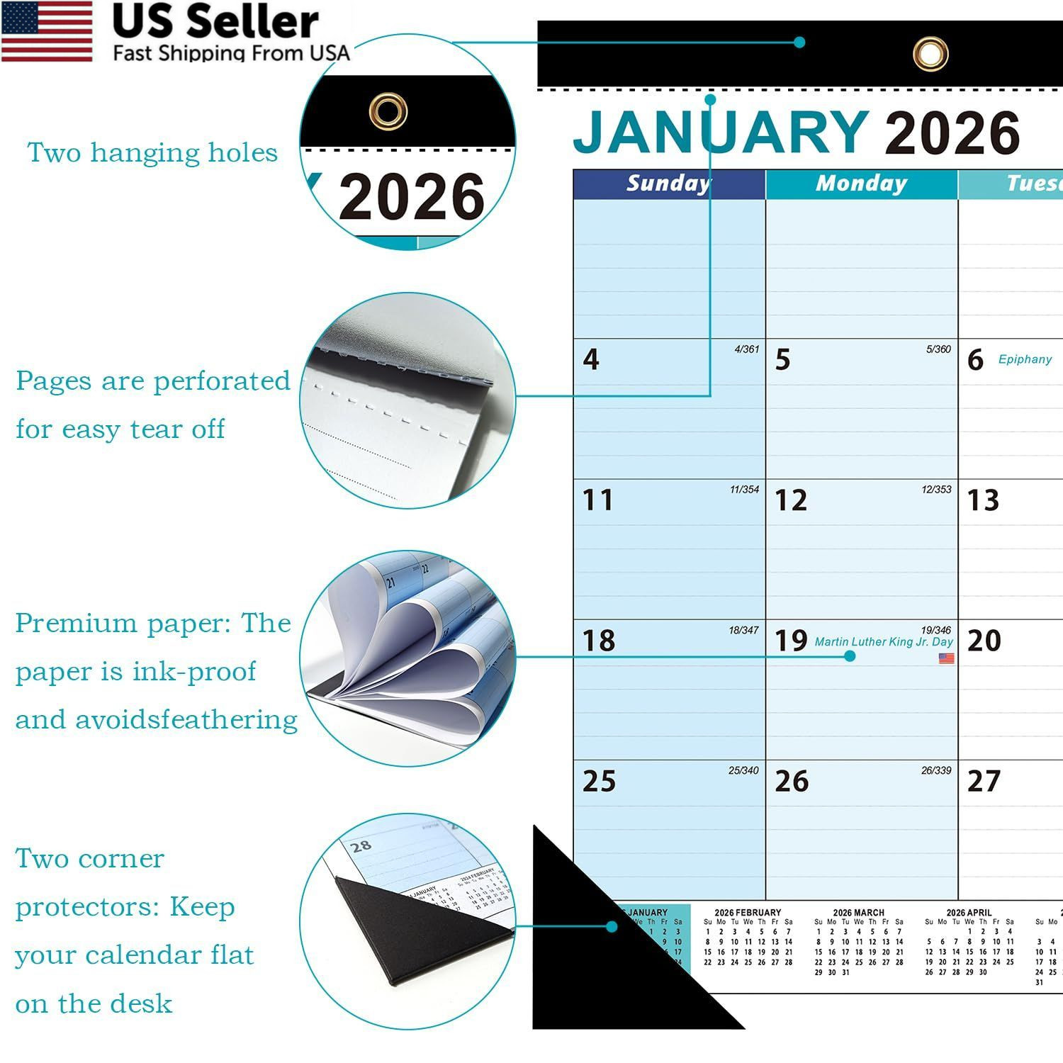 2026 Desk Calendar, AgePlace Wall 17″ X 12 “, OSF(January 2026 to June 2027)