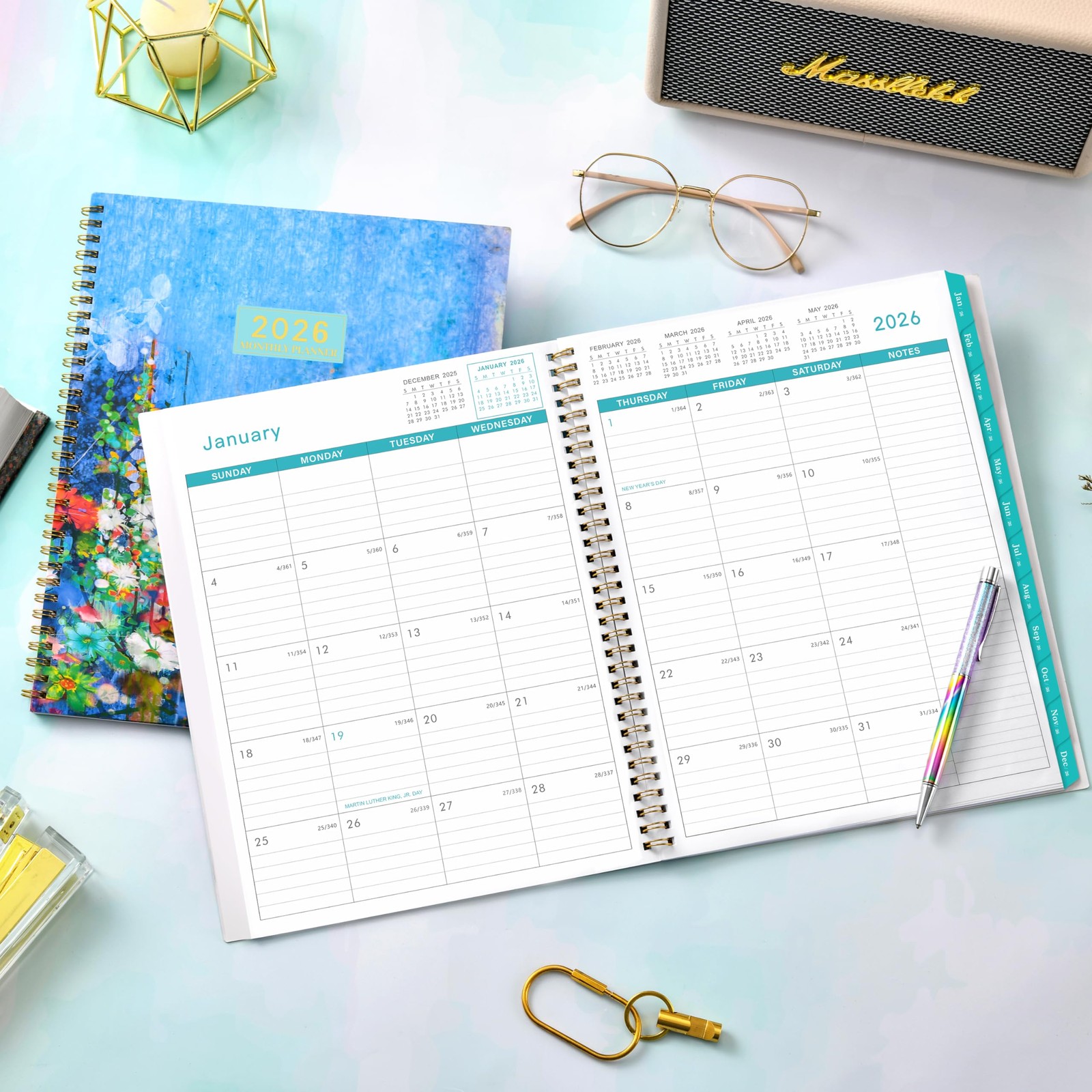 2026 Monthly Planner/Calendar – 9” x 11”, JAN. 2026 9×11 inches (A4), blue