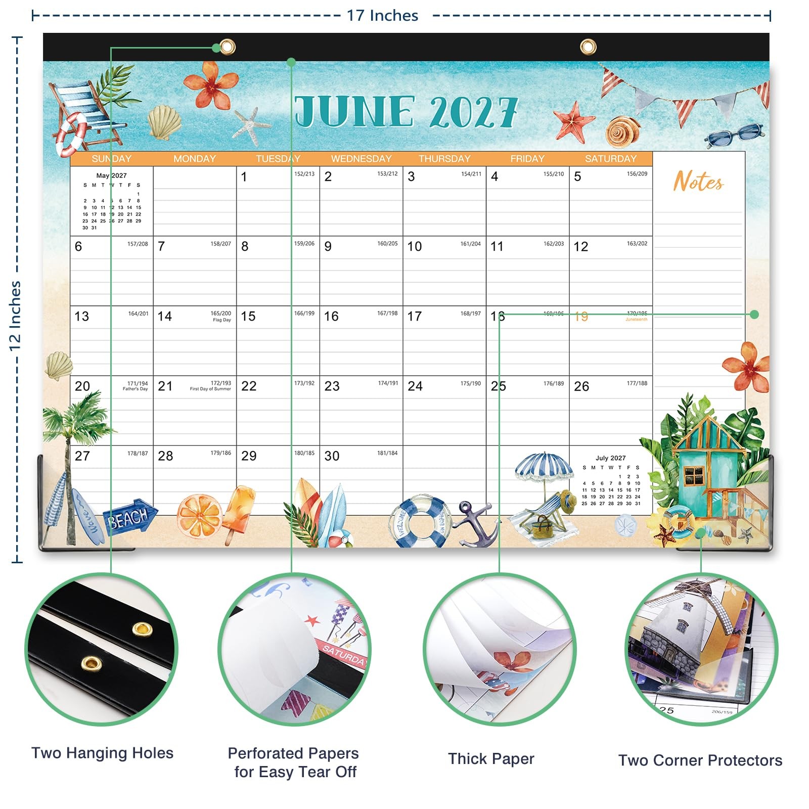 Desk Calendar 2026-2027 – 18 Monthly Large Desk/Wall 17″ x 12″, brown