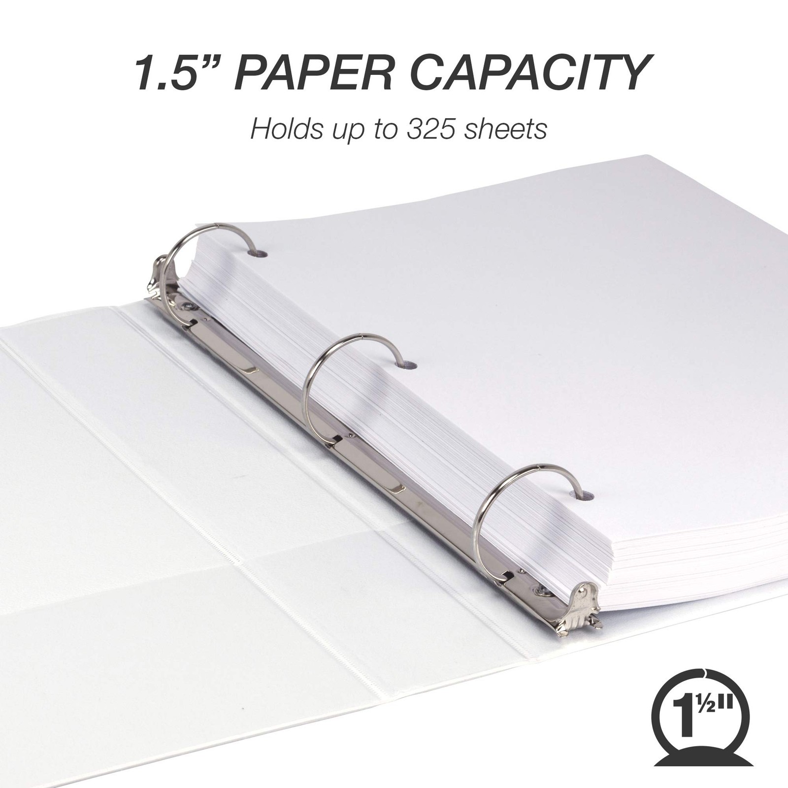 Samsill Durable 1.5 Inch Binder, Made in the USA, Round Ring 1.5-Inch, White