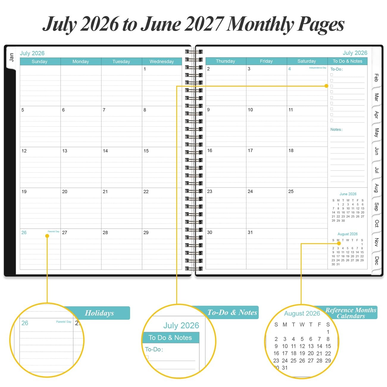 2026-2027 Planner – 8.5″ x 11″ Weekly Monthly from x 11″, Black