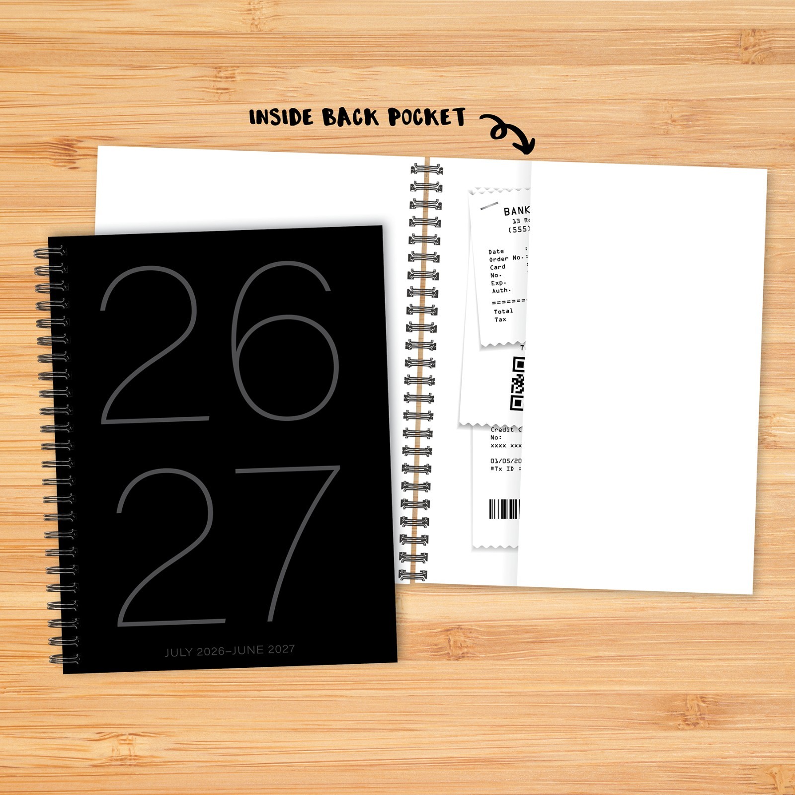 Black Academic Year July 2026 – June 2027 6.5″ x 8.5″ Weekly Planner