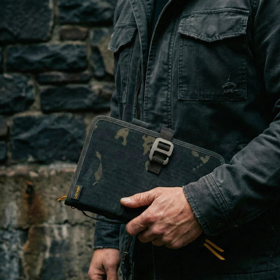Lochby Field Journal Black Camo A5 Planner Cover | Water Resistant Waxed Canvas