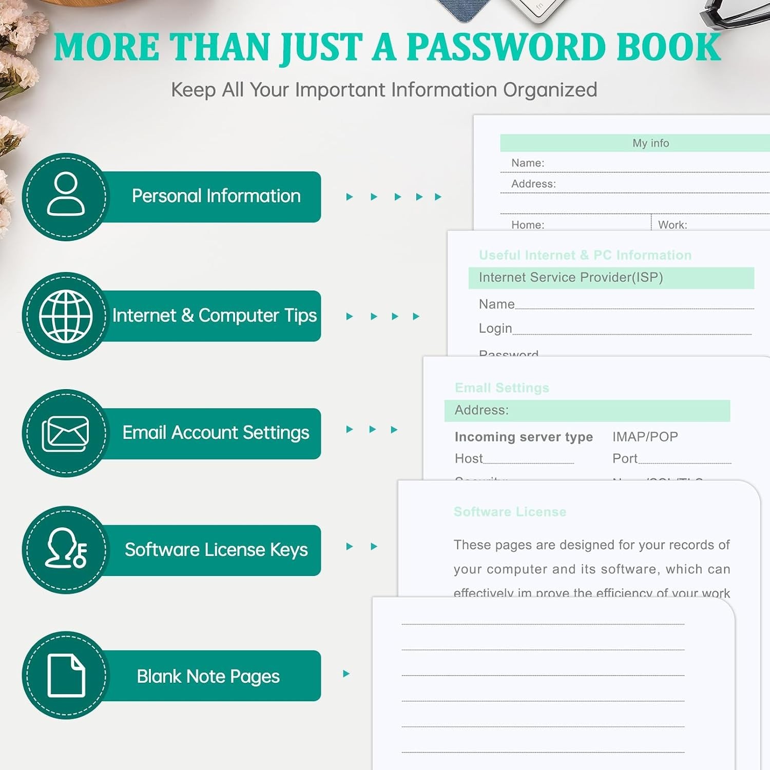 Password Book with Alphabet Tabs Internet Address Organizer Logbook Pocket