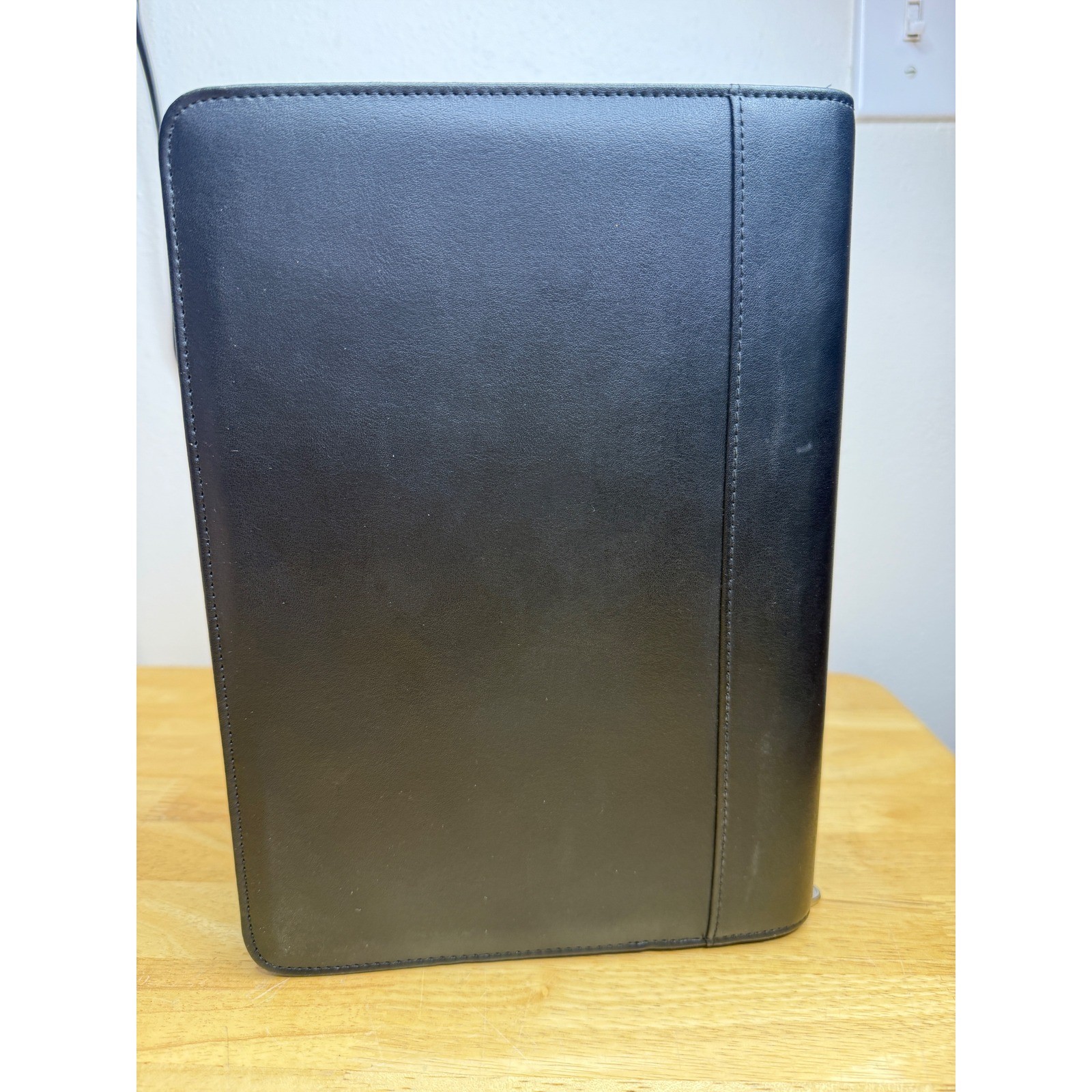 Franklin Covey Black Leather Zippered 7 Ring Planner Binder Organizer Classic