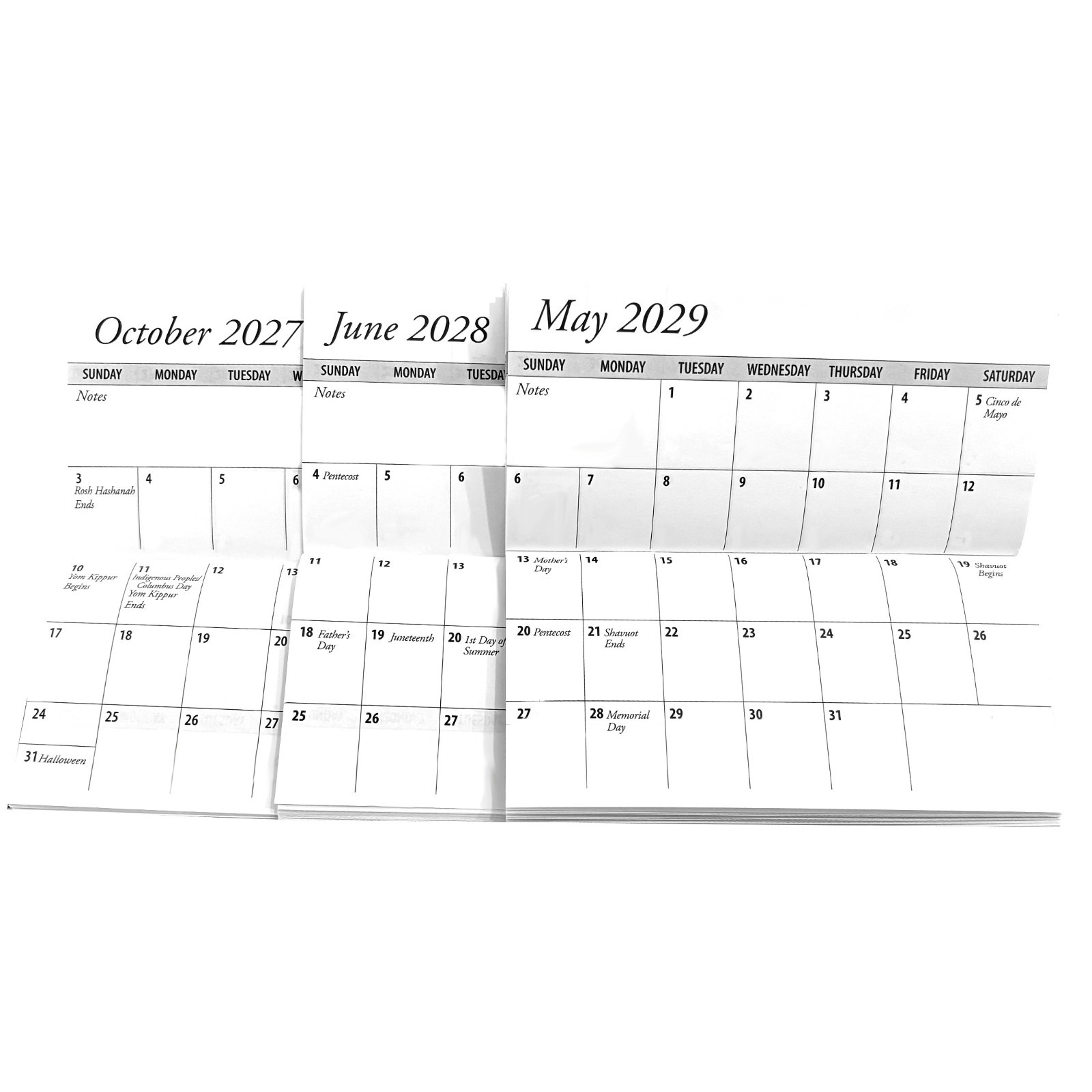 Style Choice* Floral Leaves *3 Year Pocket Calendar Planner 2025-2027 w Notepad