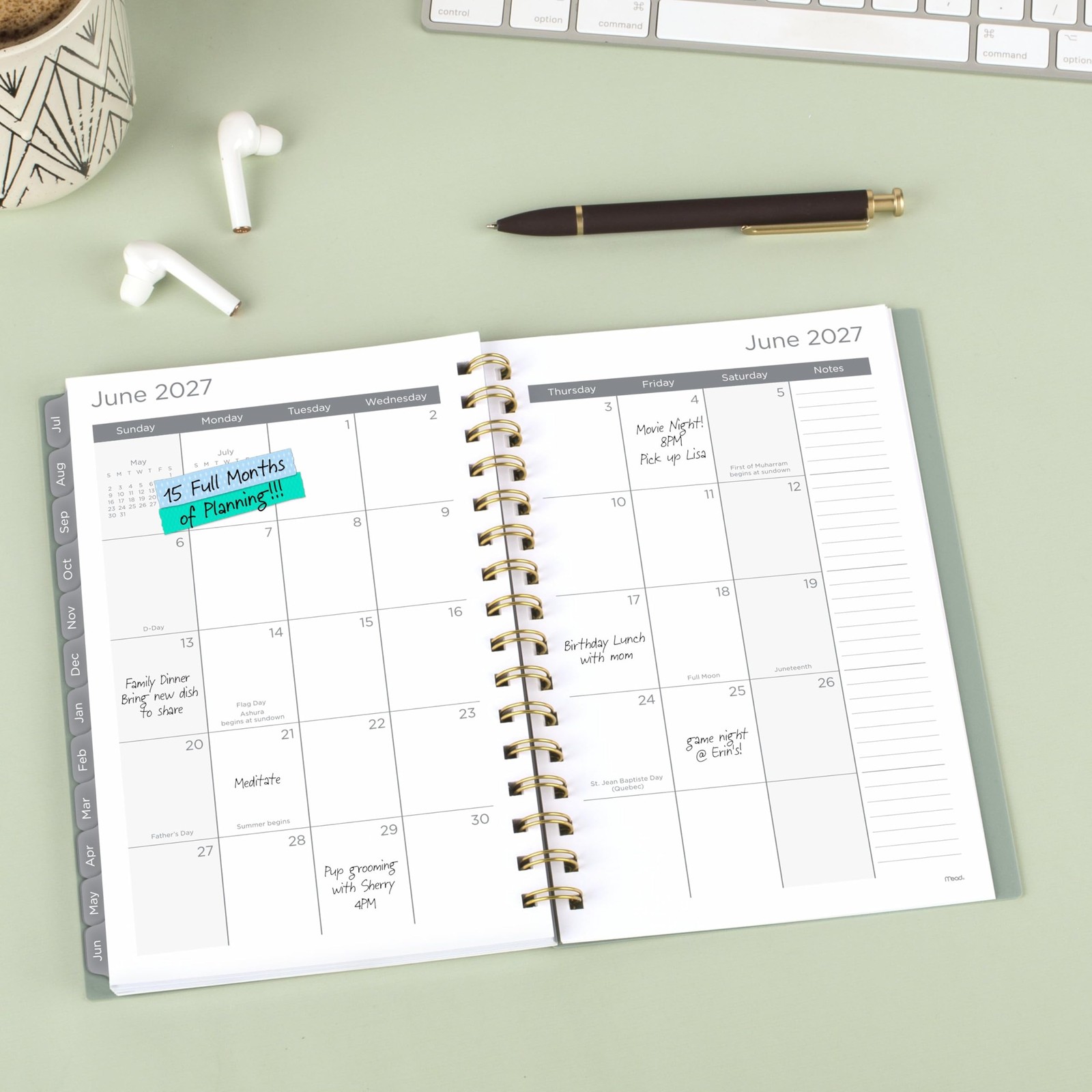 Mead Planner 2026-2027 Weekly & Monthly Academic 5.5″W x 8.5″H, Soft Grass