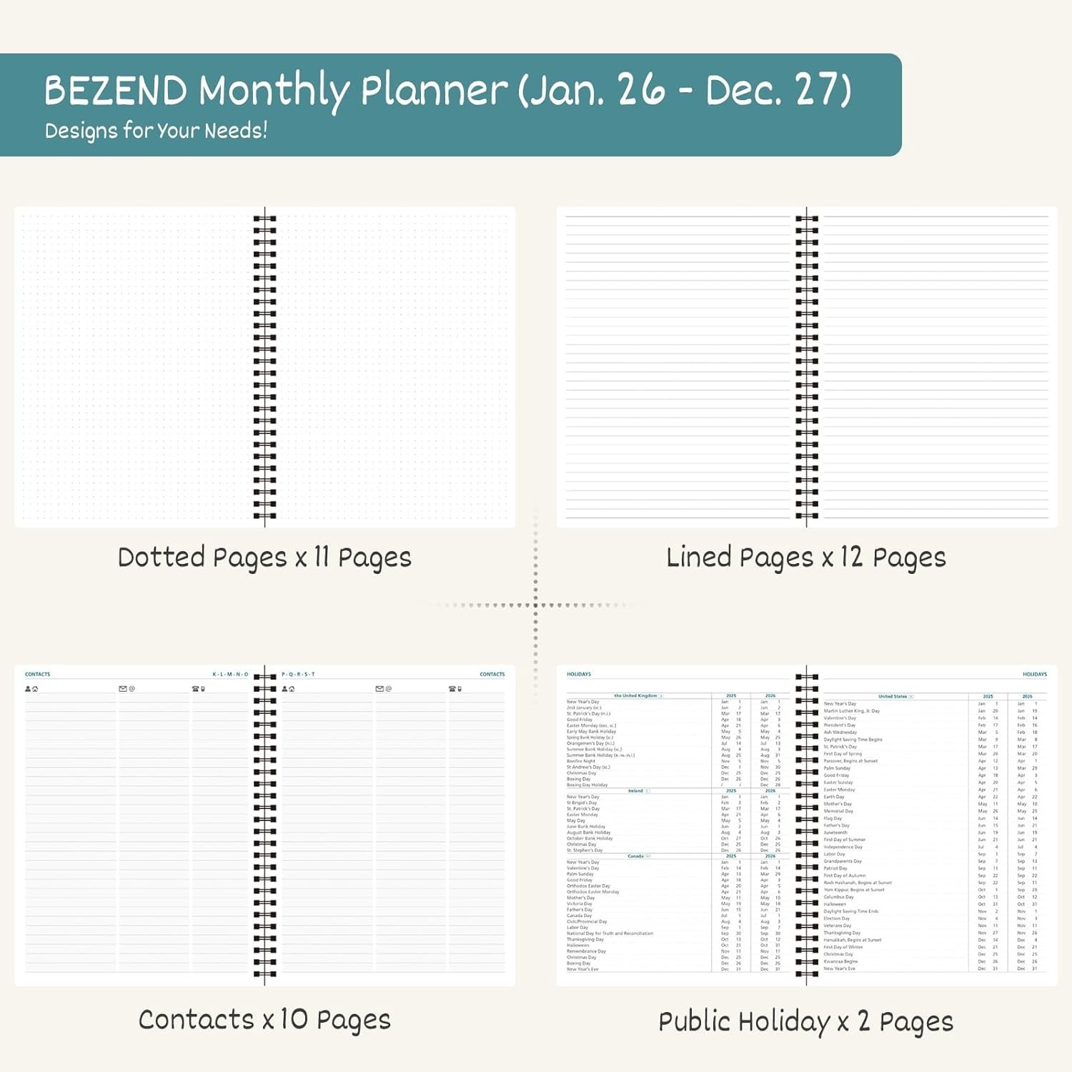 120 GSM Paper – Inner Pockets – Laminated Tabs – Mint Green