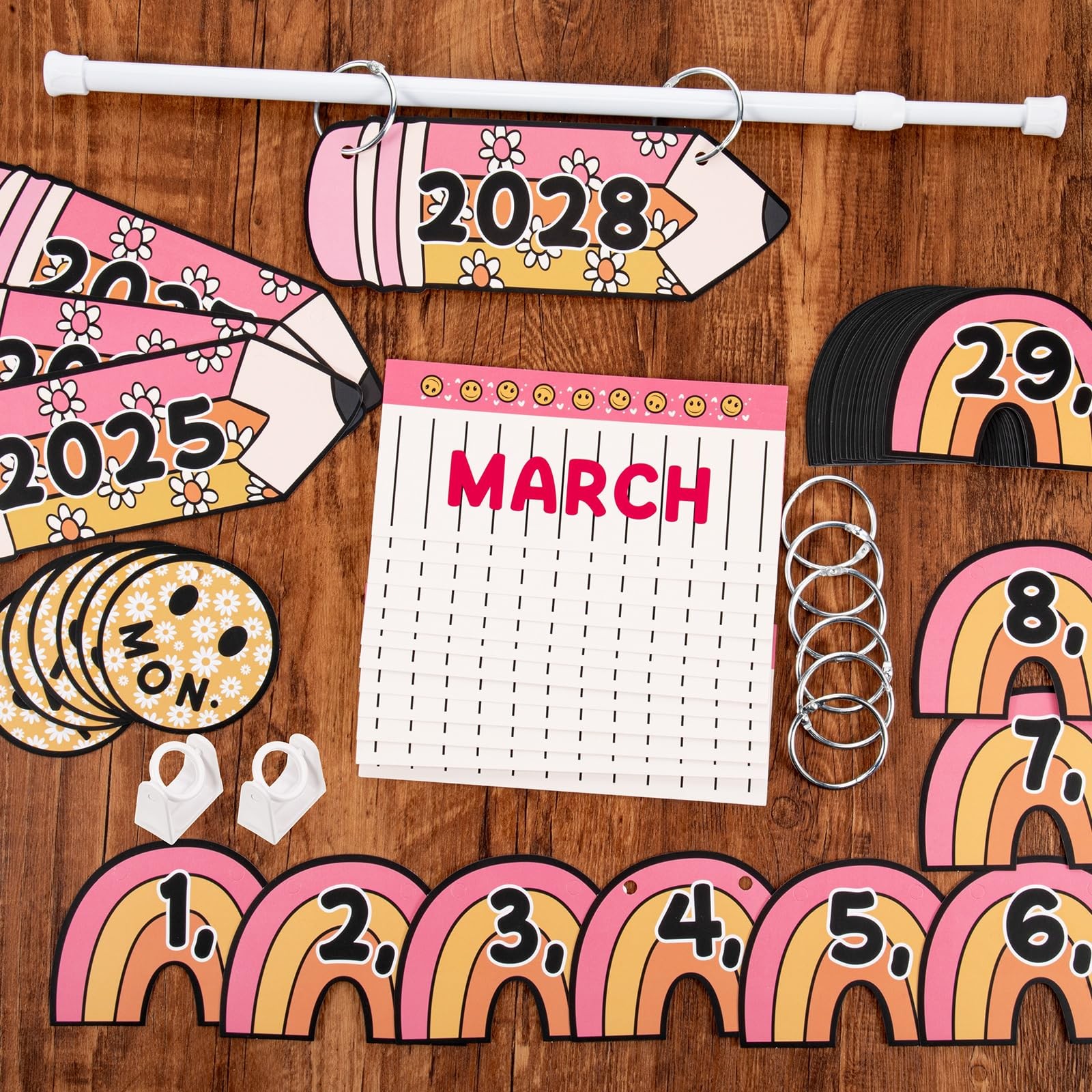 Retro Flip Calendar Bulletin Board Set Classroom 54 Date Cards Holder