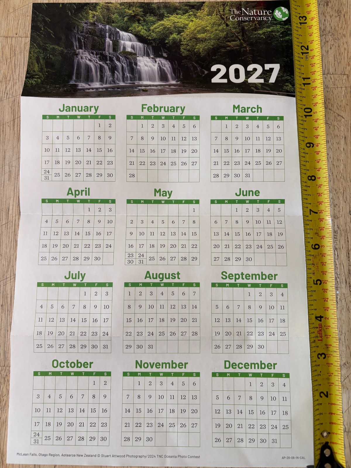 The Nature Conservancy – 2027 Medium Calendar Card/Poster – 12 Months – 14″x8.5″