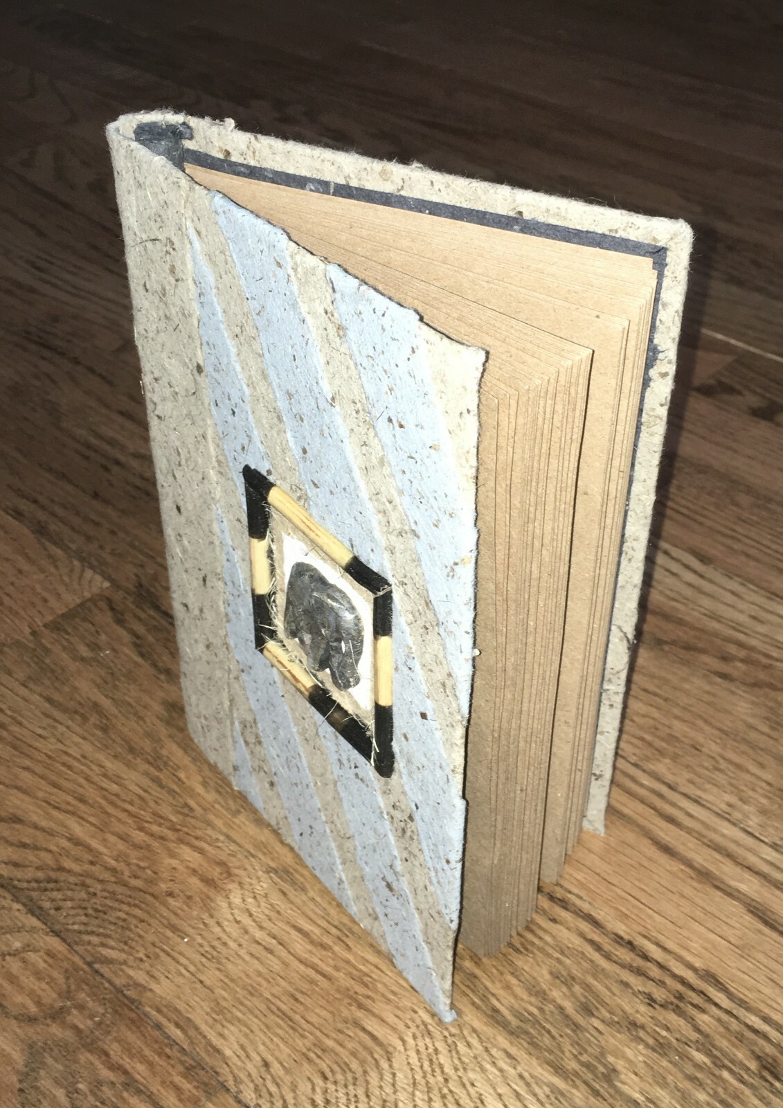 Handmade Paper Journal w/ Stone Elephant 6×8.5 Notebook Diary Recycled Unique