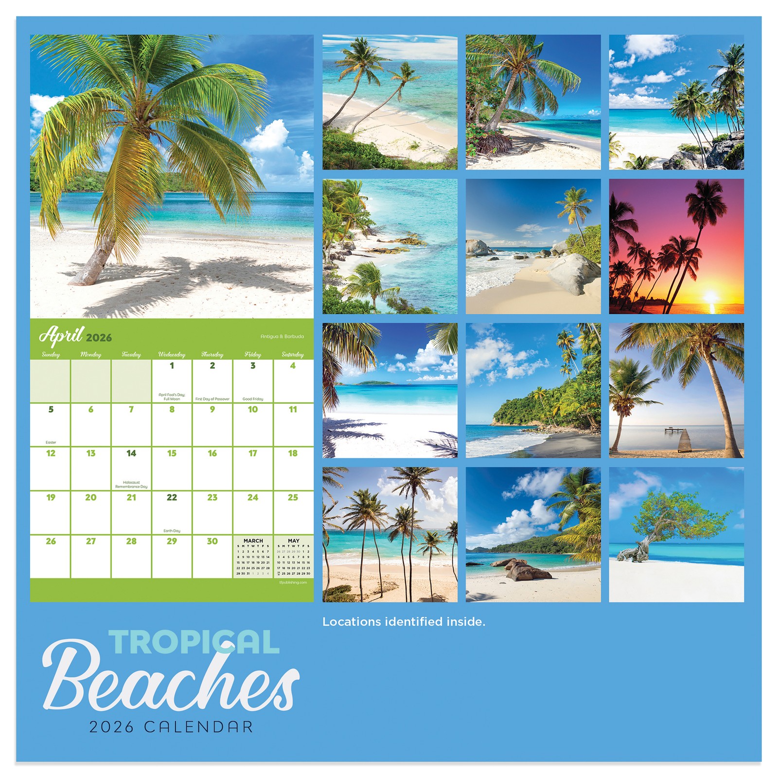 TF Publishing 2026 Tropical Beaches Mini Calendar with Monthly Grids