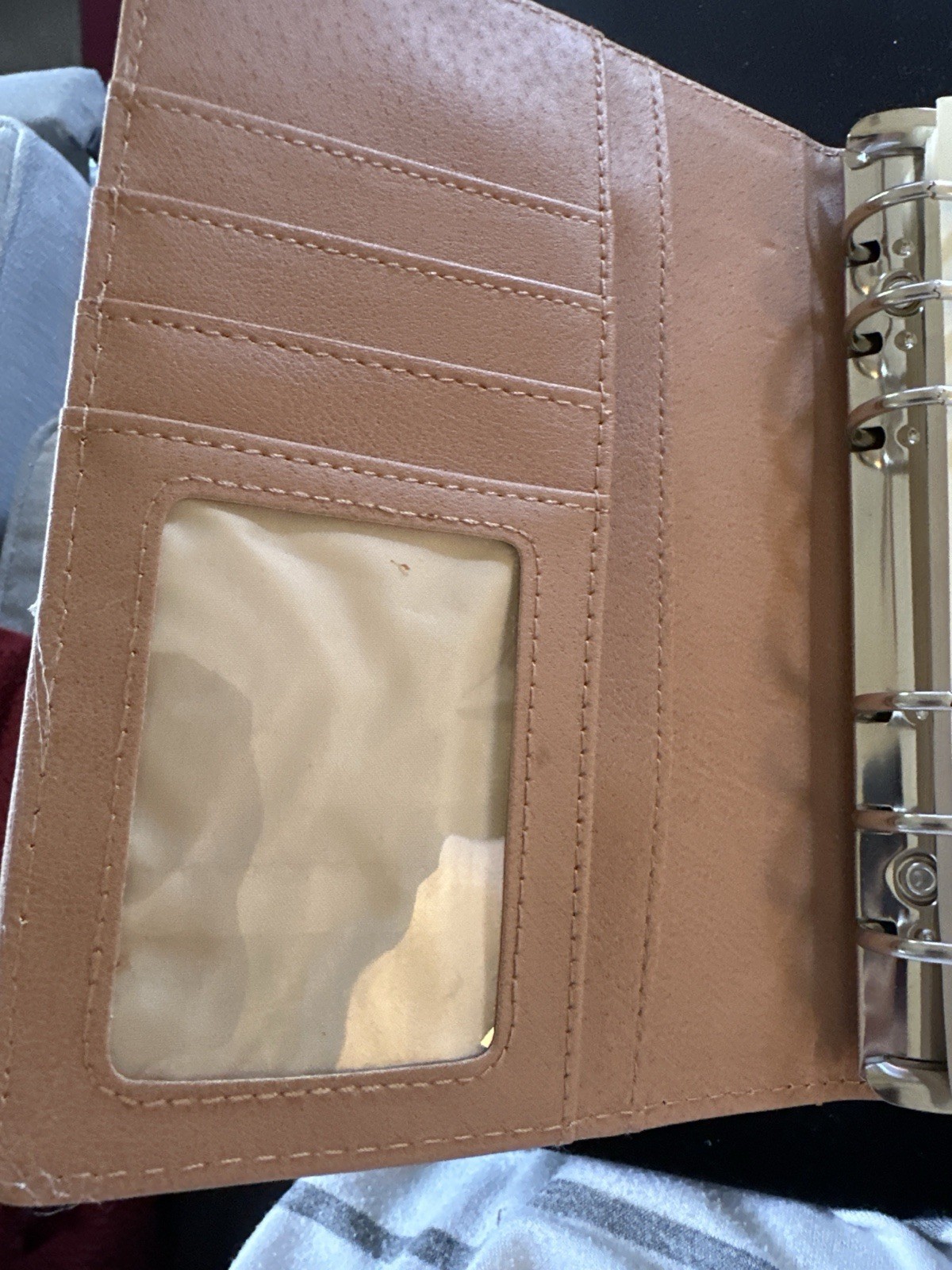VTG Orange Pocket Planner Organizer 6 Ring Binder Faux Leather Pen Wallet Style