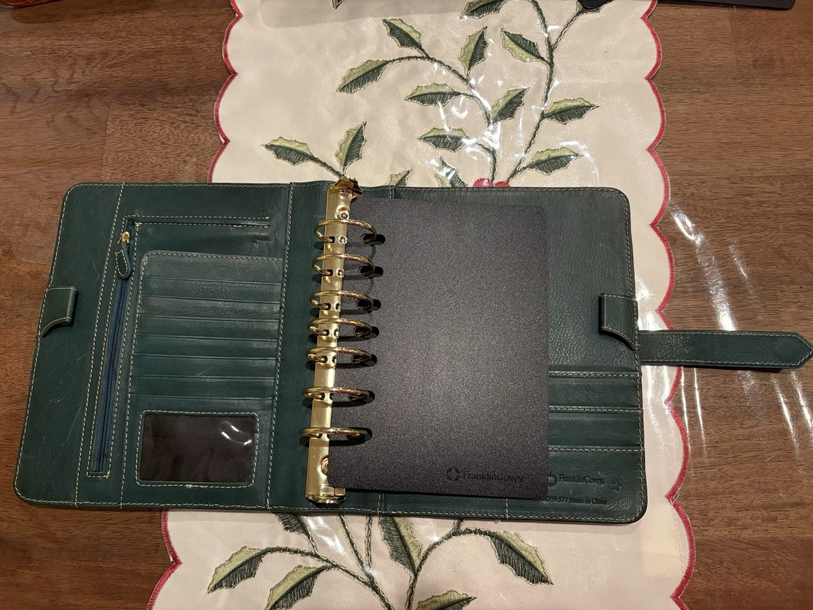 Franklin covey Vintage Aurora Full Grain Italian Leather Classic Teal/ Green