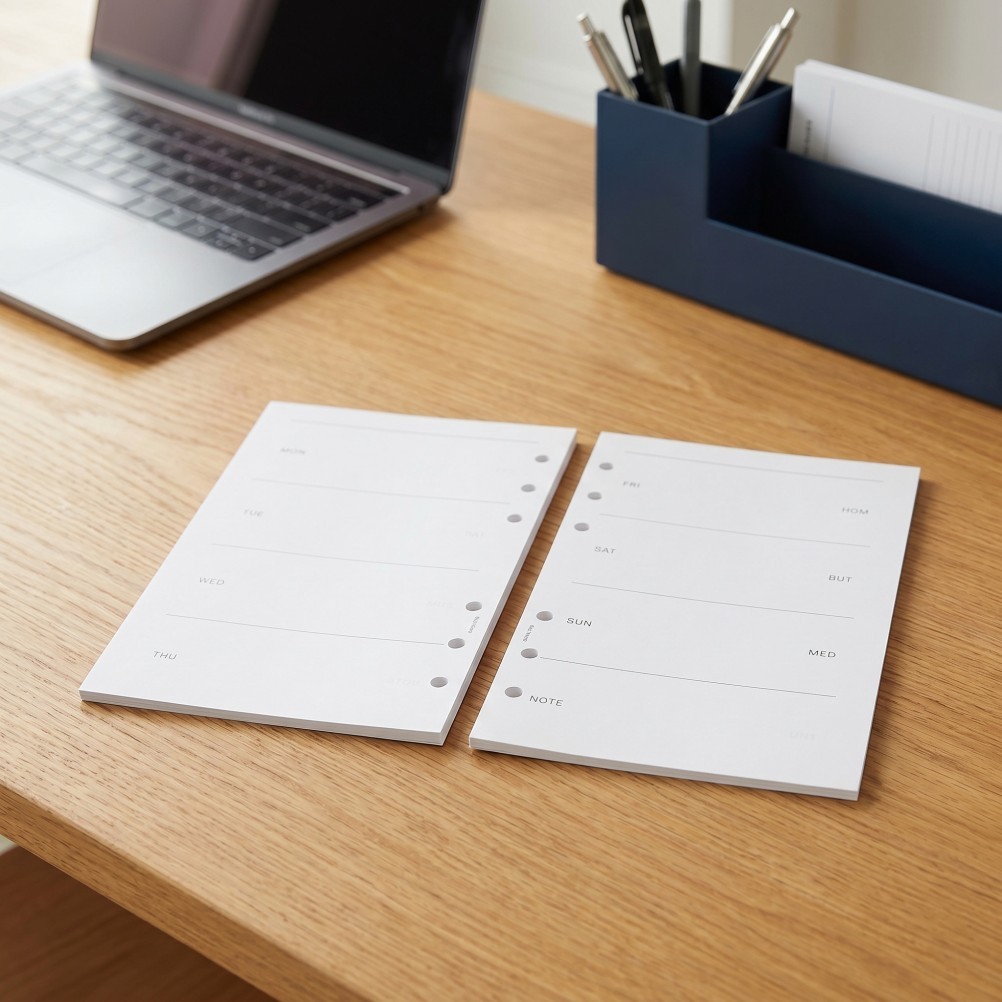 Undated A6 Weekly Planner Refills Thick Smooth Paper for 6 Ring Binder Inserts