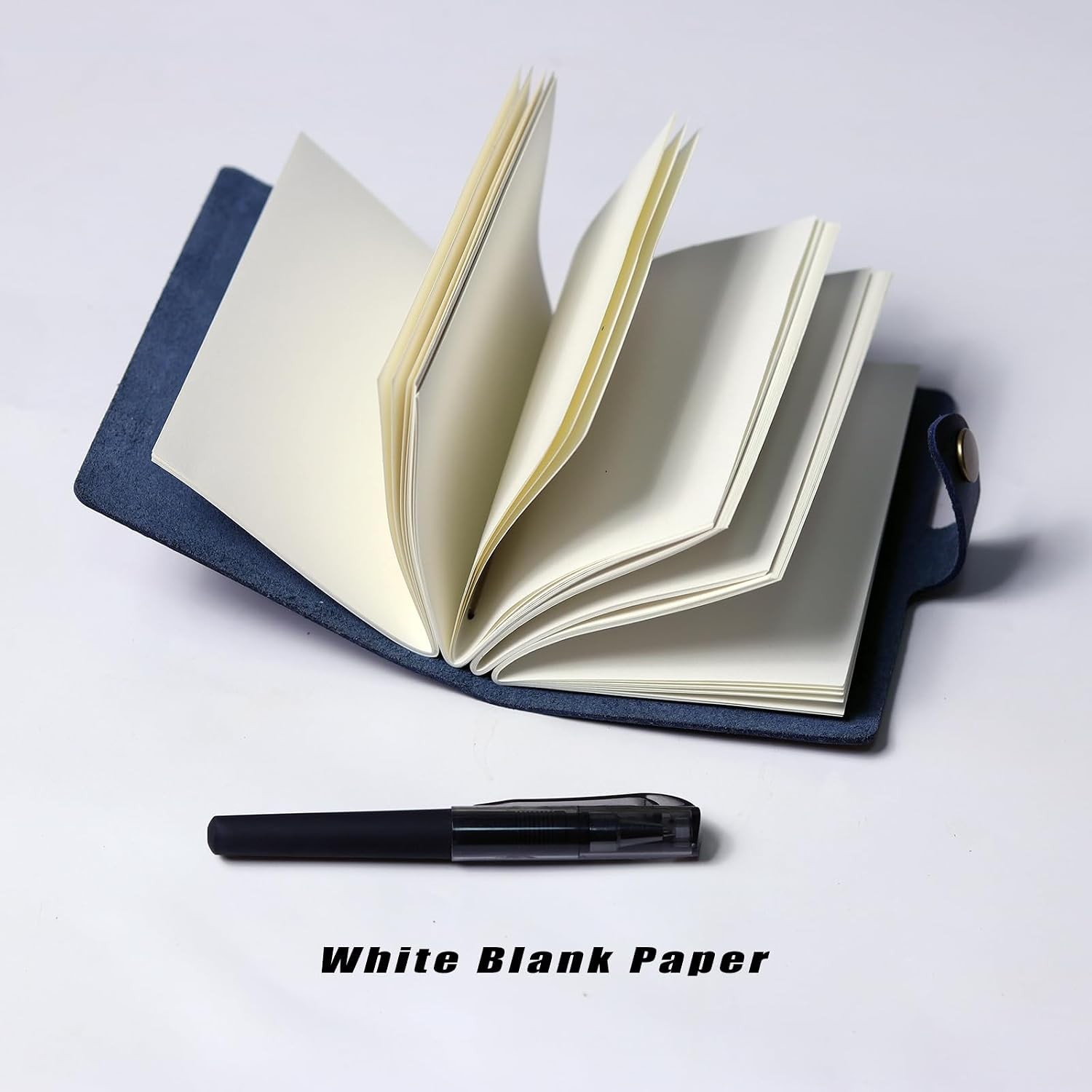 Pocket Notebook with Pen,Genuine Leather Journal Mini Notebook Small Unlined