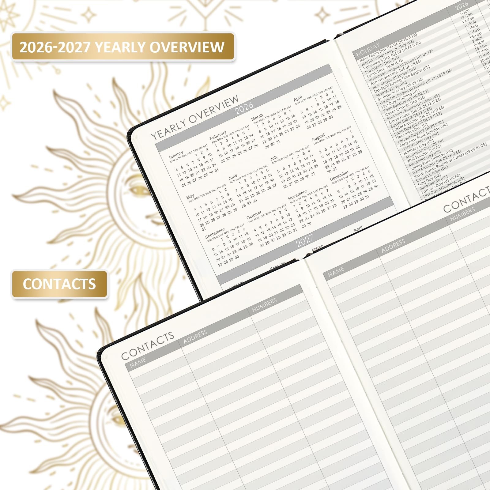 Planner 2026-2027 – Academic 2026-2027, 5.75 x 8.25 inches, Black Sun