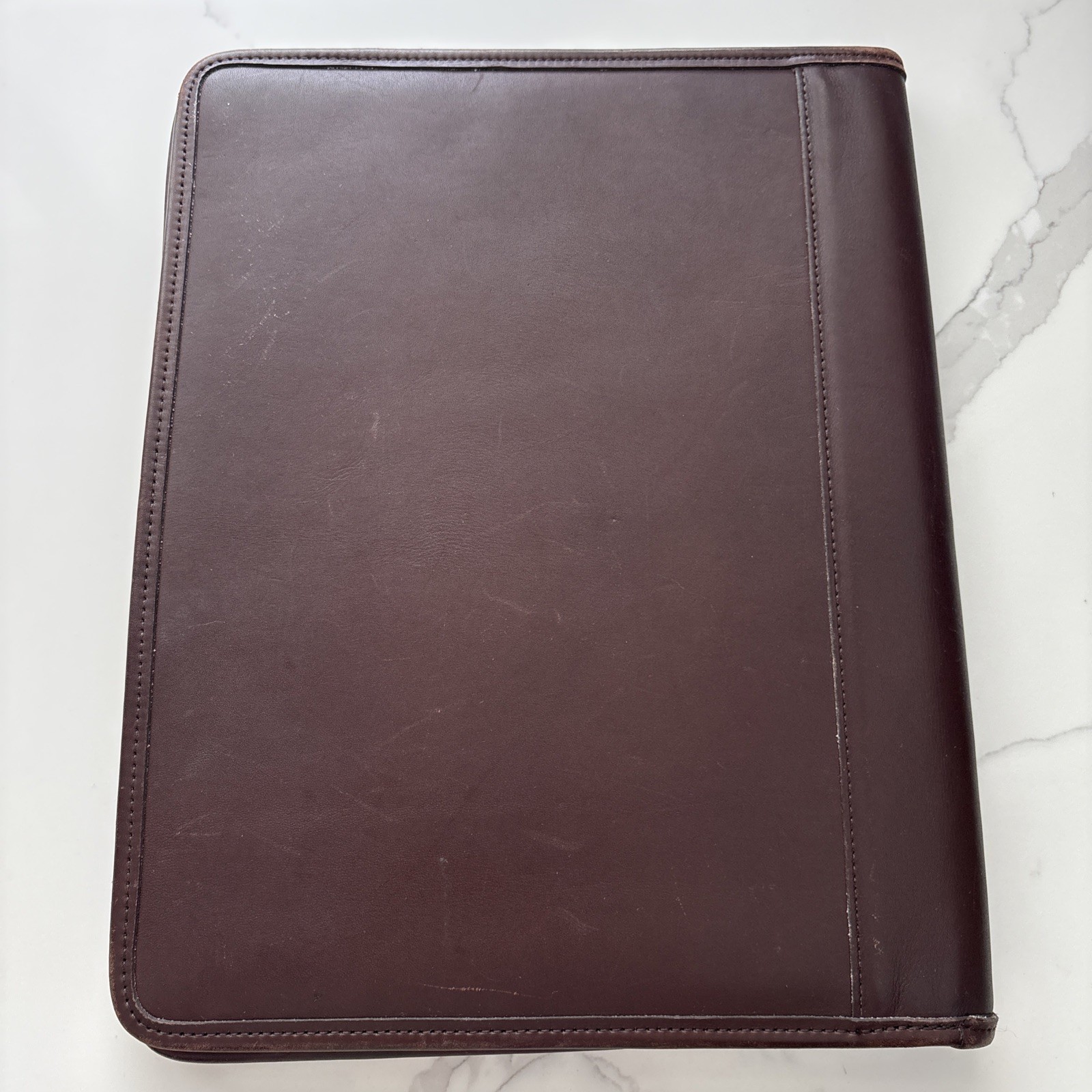 RARE Vintage COACH Brown Leather Portfolio Notepad 10×12.5 Inches with Pockets