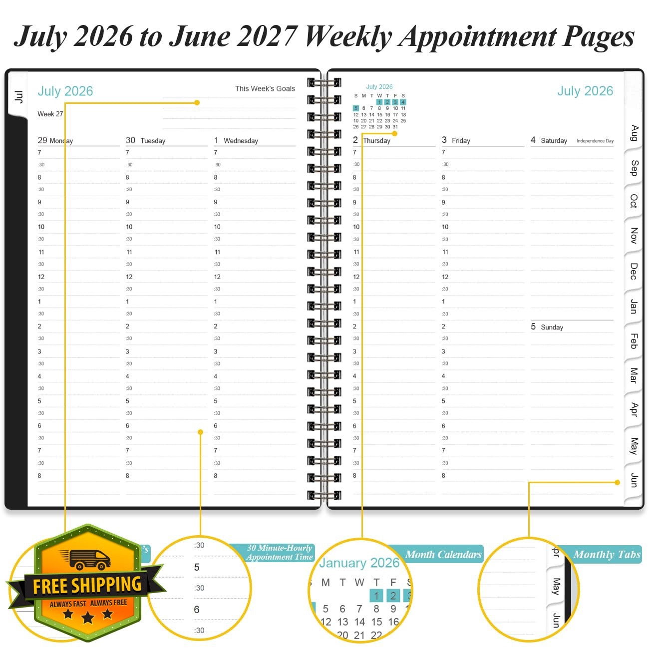 Yaridar Appointment Book 2026-2027 Black