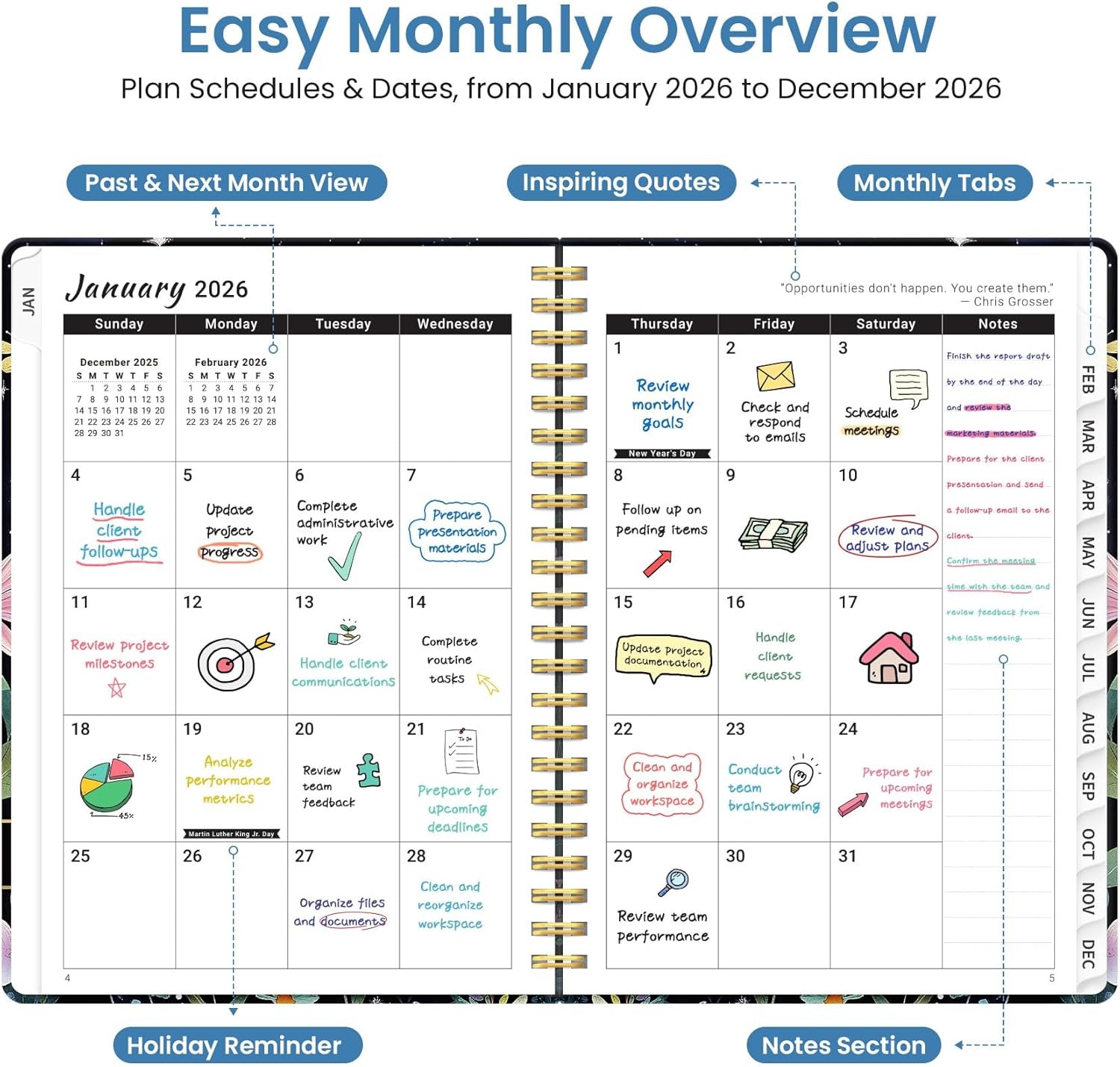 2026 Planner Weekly and Monthly Planner for Women, 6.3X 8.5″ Jan 2026-Dec 2026