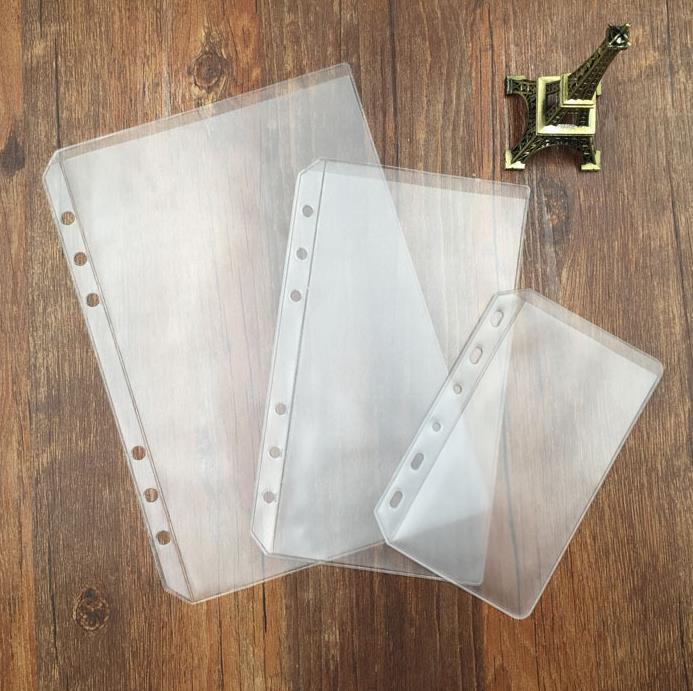 10Pcs A4 A5 A6 A7 B5 Size Binder Pockets 6 Holes Clear Sheet Protectors Bags