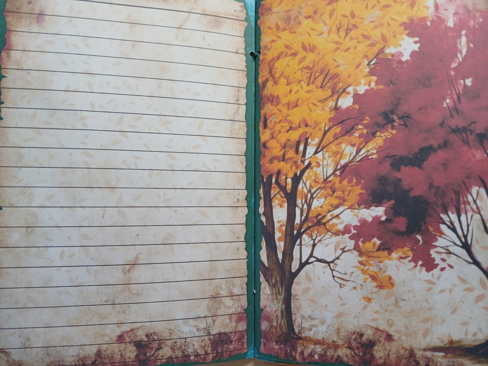 Junk Journal Booklet “AUTUMN BREEZE” Fall Colors LG 8.5″x5.5″ 40pgs × Ephemera