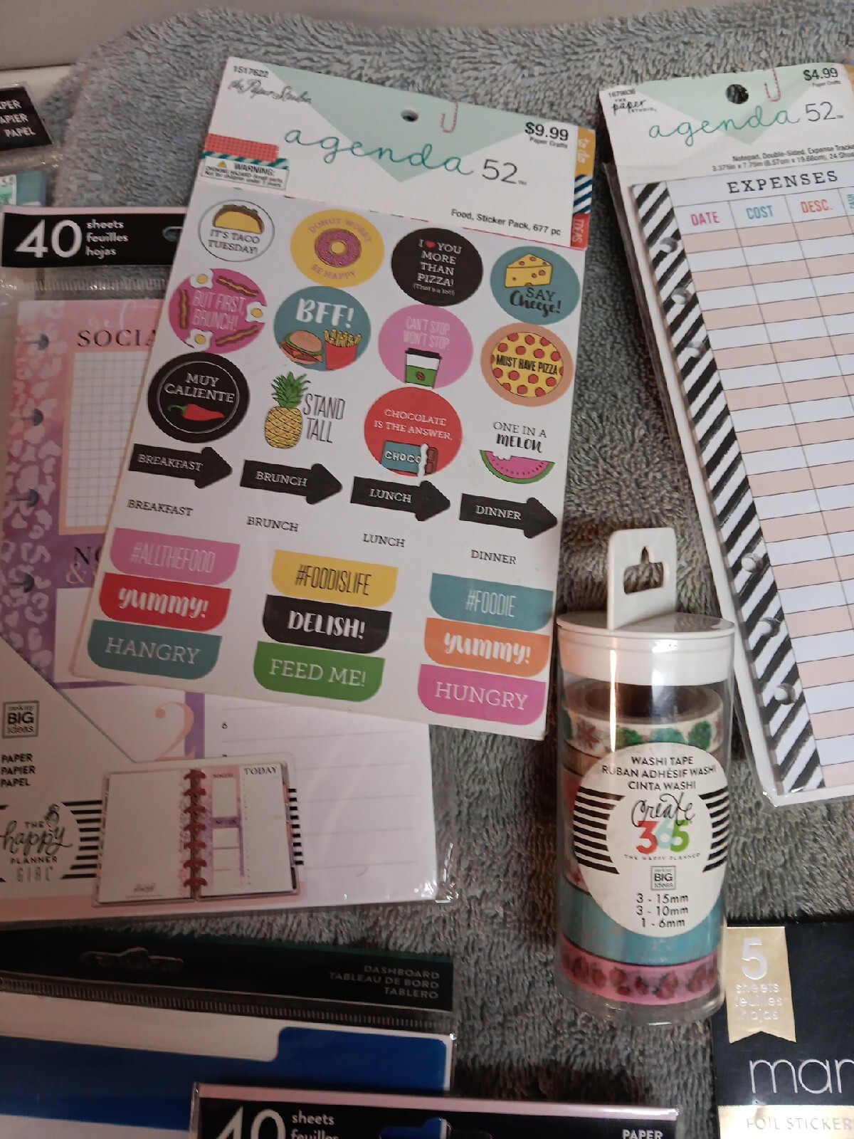 Happy Planner, Agenda 52, Big Idea Sticker Books And Tape 15 Pcs