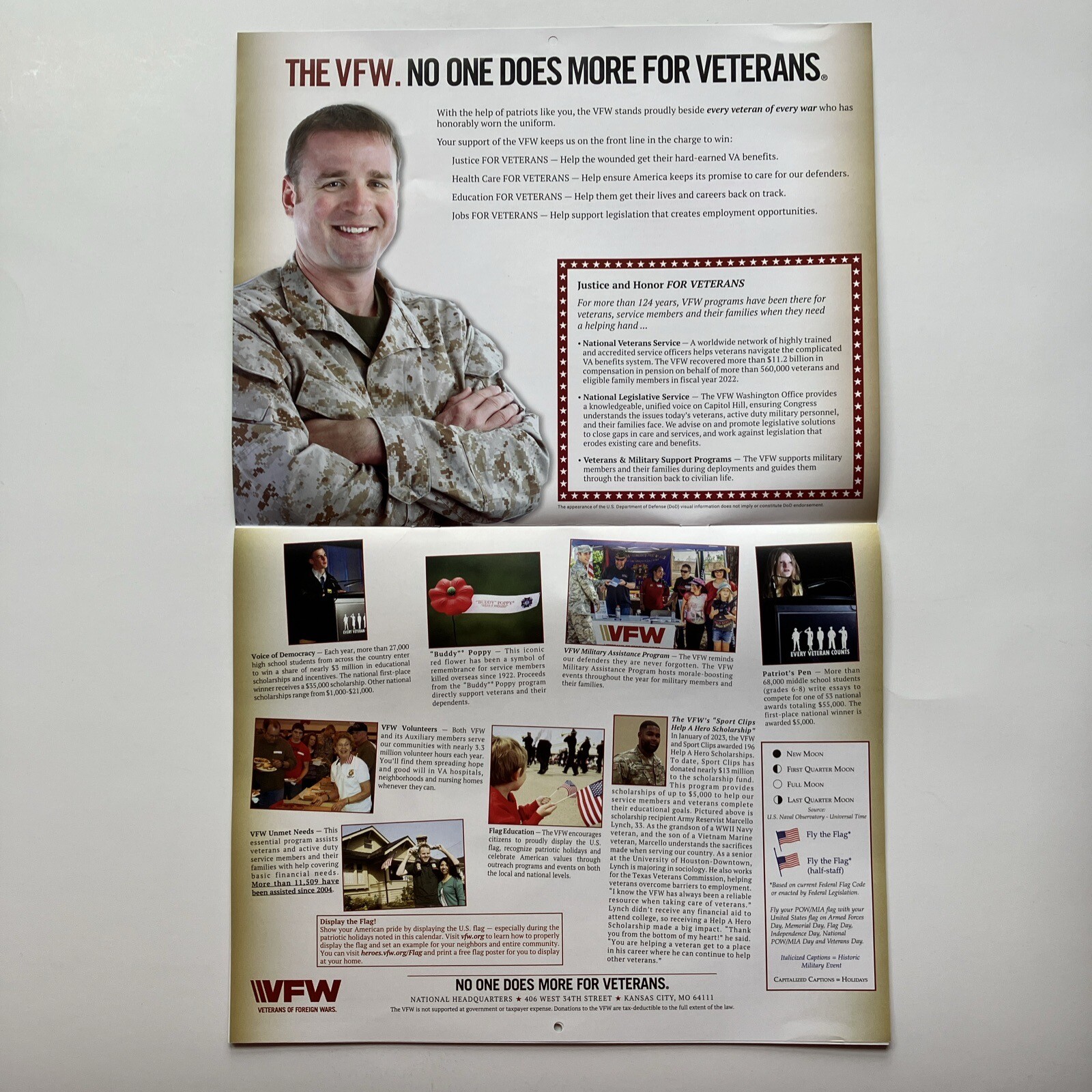 VFW Veterans of Foreign Wars Dogs Cats Animals Pets 12 Month 2024 Wall Calendar