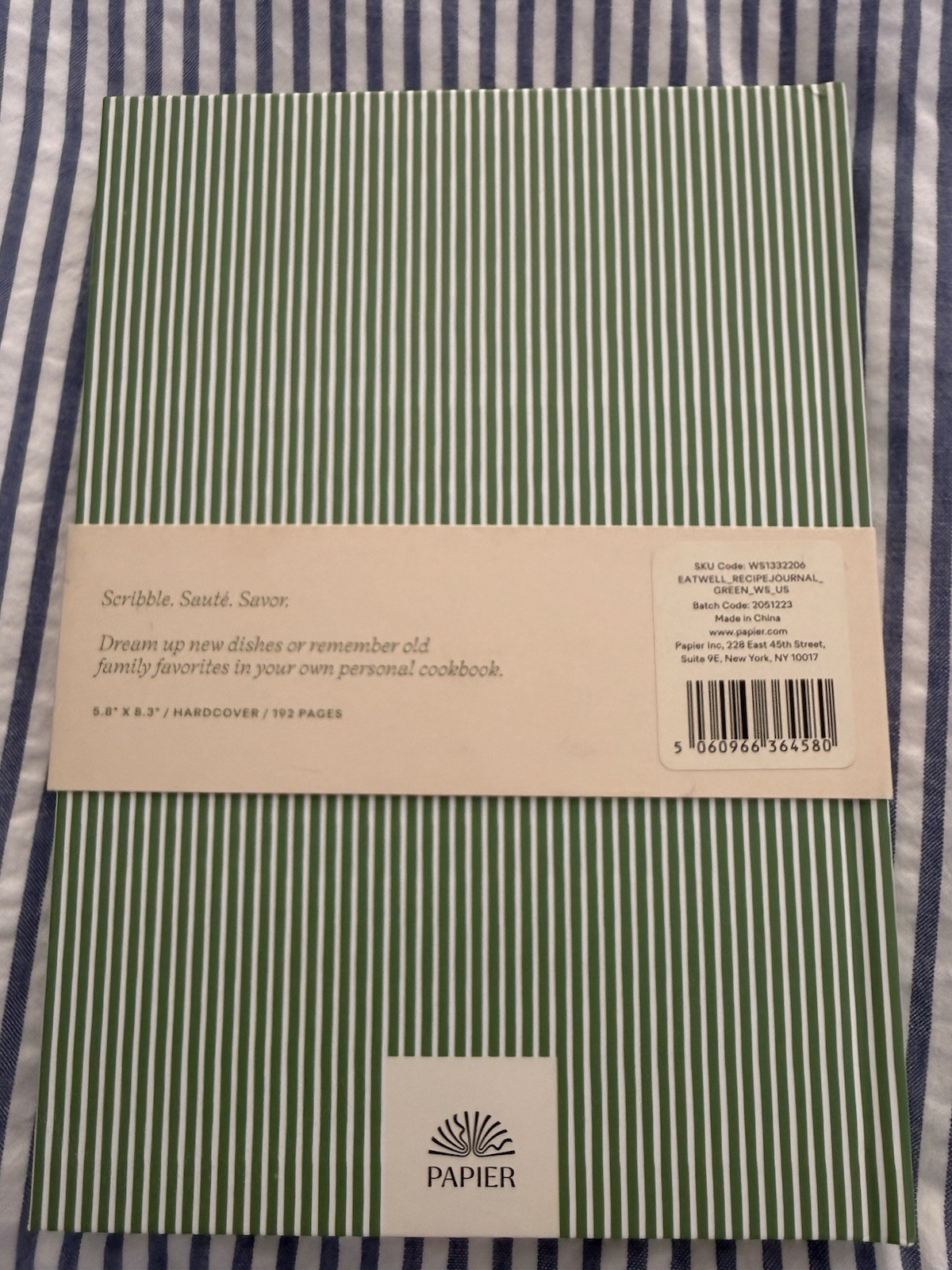 Papier Eat Well Recipe Journal Green New