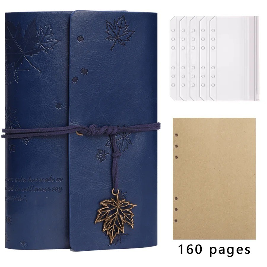 Vintage Spiral Ring Journal Leather Cover Kraft Paper Travel Diary Gift
