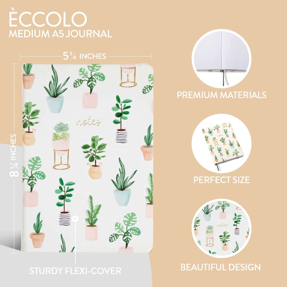 A5 Medium Succulent Notebook Flexibound Journal With 256 Pages And Ribbons