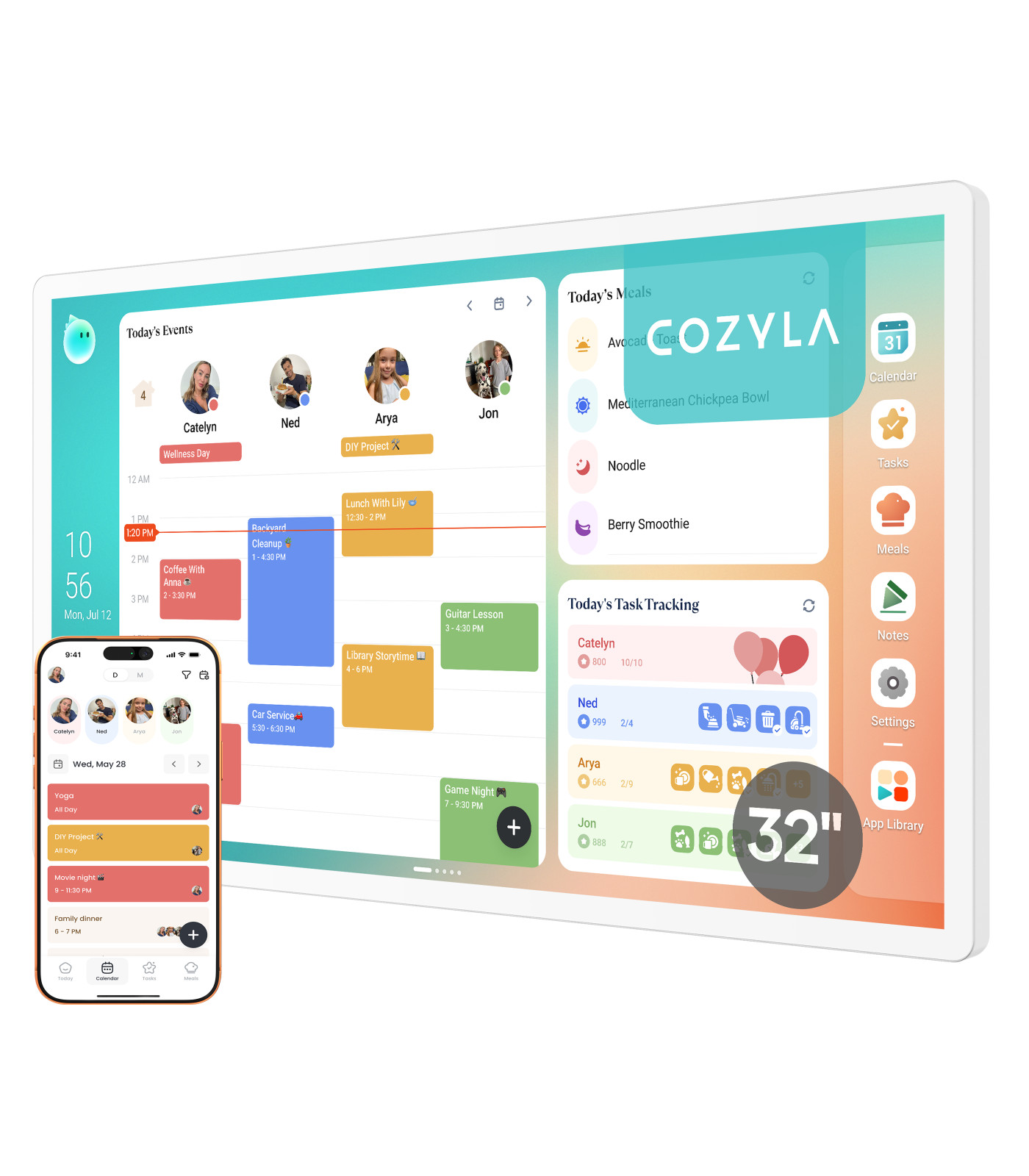 Open-Box Cozyla Calendar+ 2: 32″ Digital Calendar Wall Planner Touch Screen