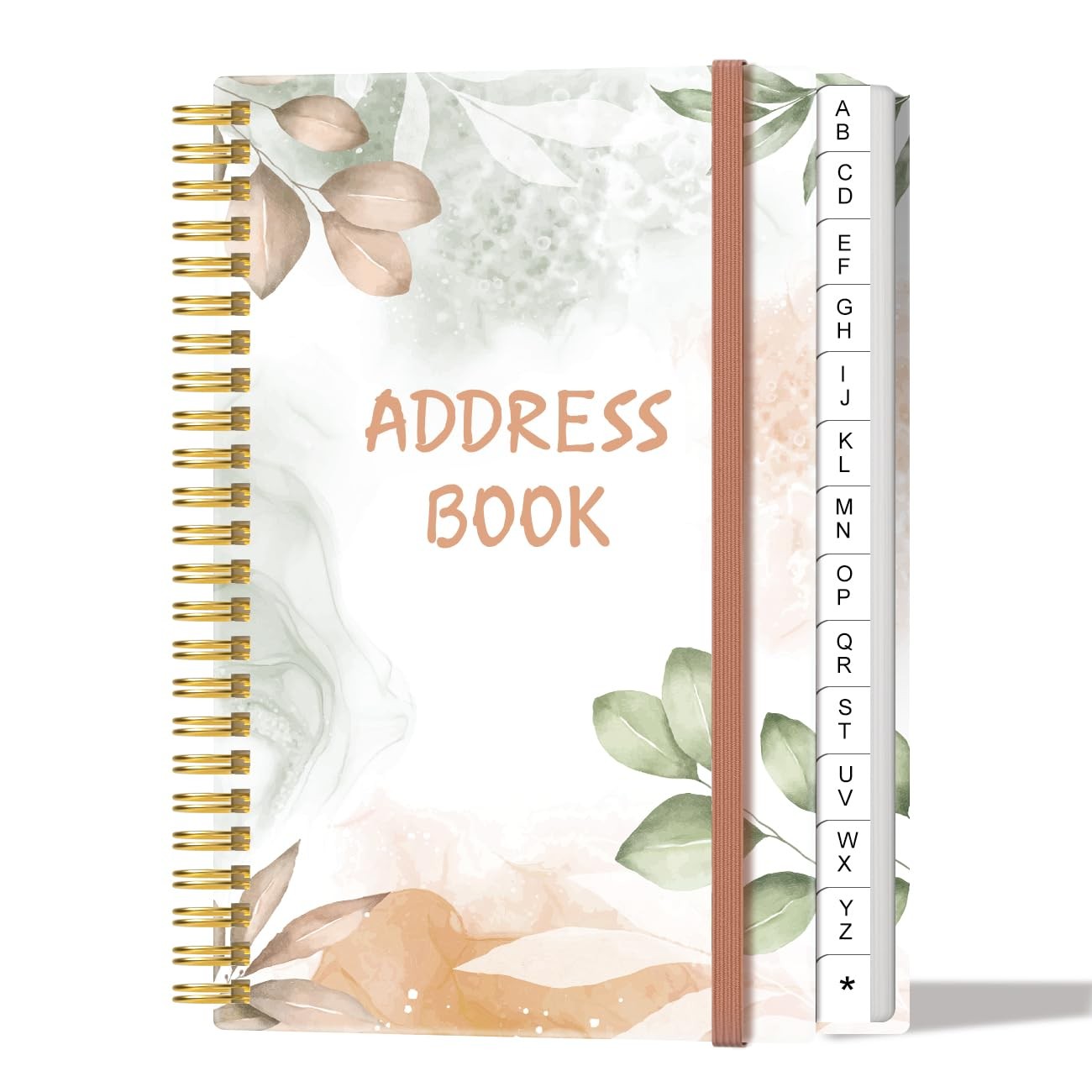 Address Book with Alphabetical Tabs – Small 4.3″ x 6.2″, Rose Leaf