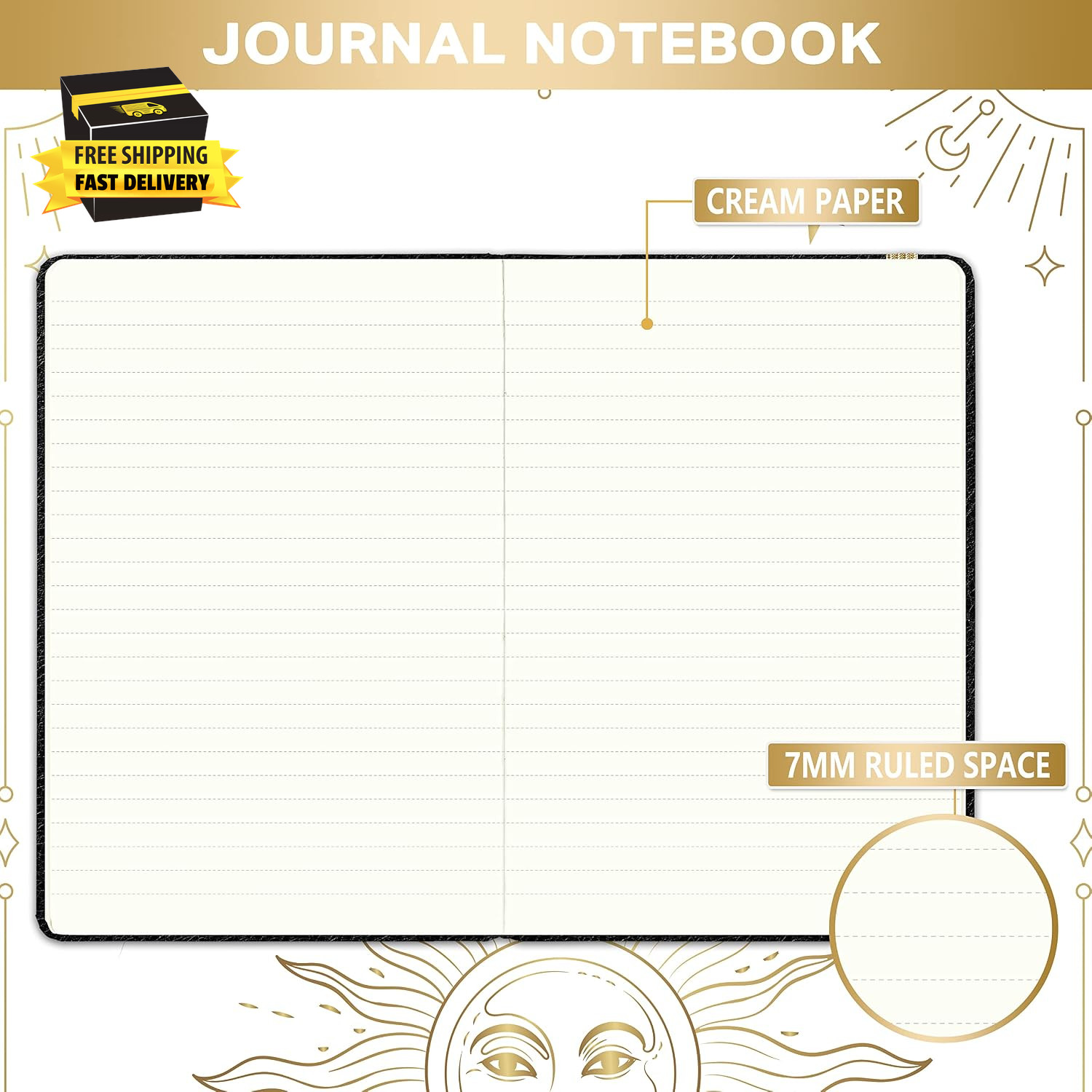 Ruled Notebook/Journal – Premium Thick Paper Classic Writing Notebook with Pocke