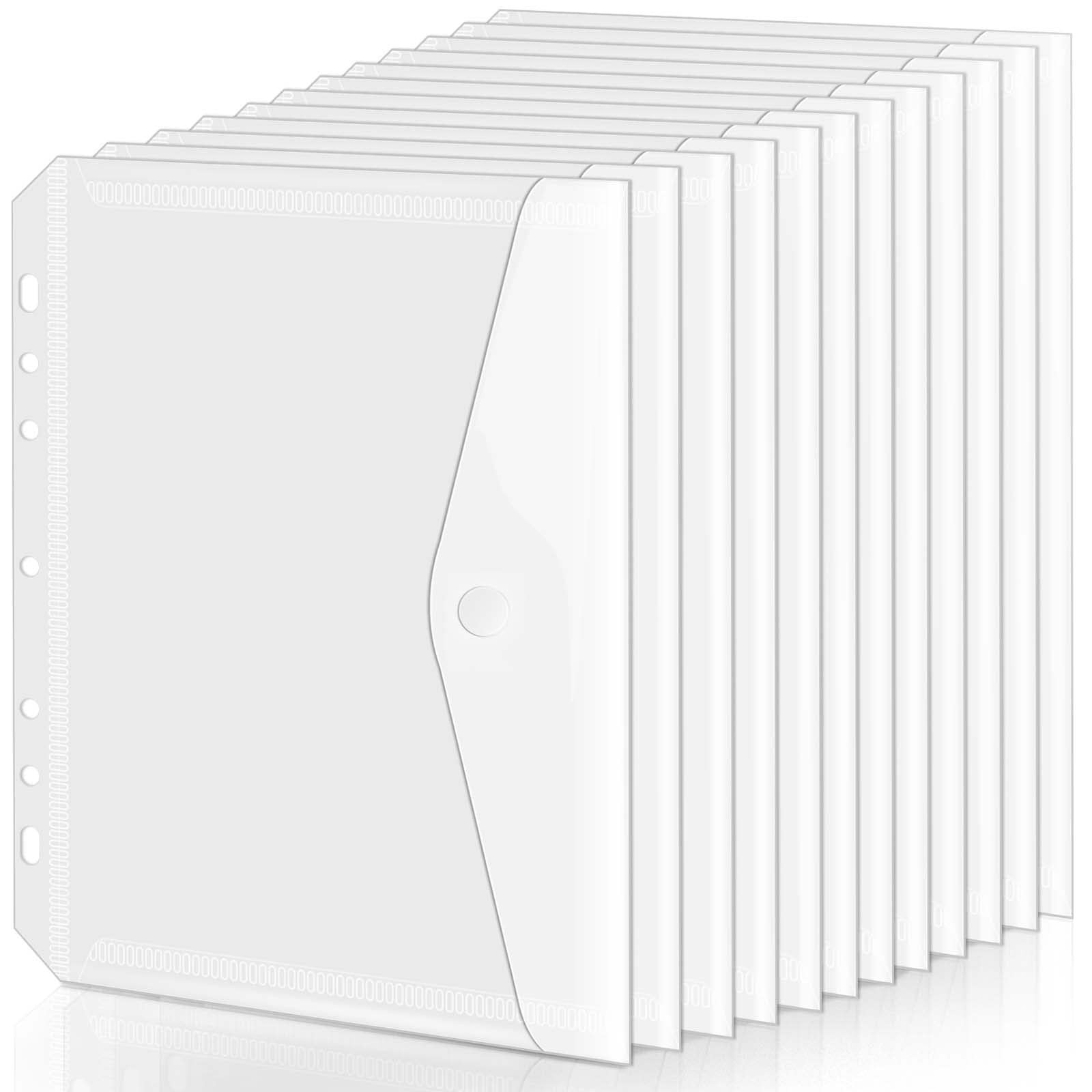 8.5×5.5 Binder Pockets, Poly Mini Binder Pocket 5.5 x 8.5 inches, 7-Hole Punched
