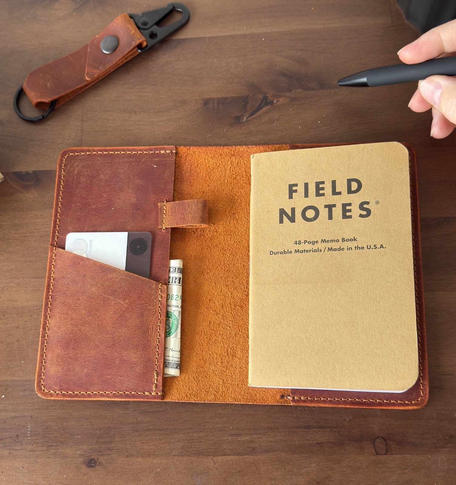 Handmade Refillable Notebook Case – Personalized Field Notes Leather Cover