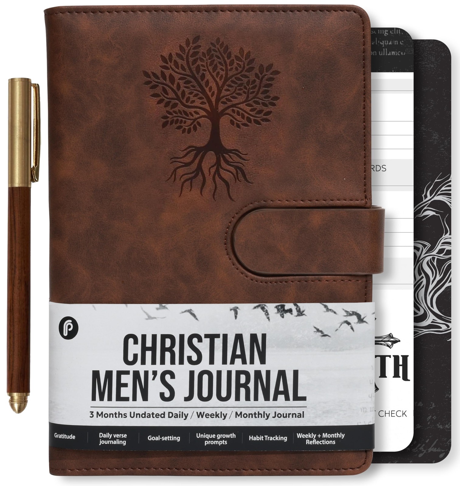 Prazoli Leather Christian Prayer Journal For Men – All Year Bible Journal Scr…