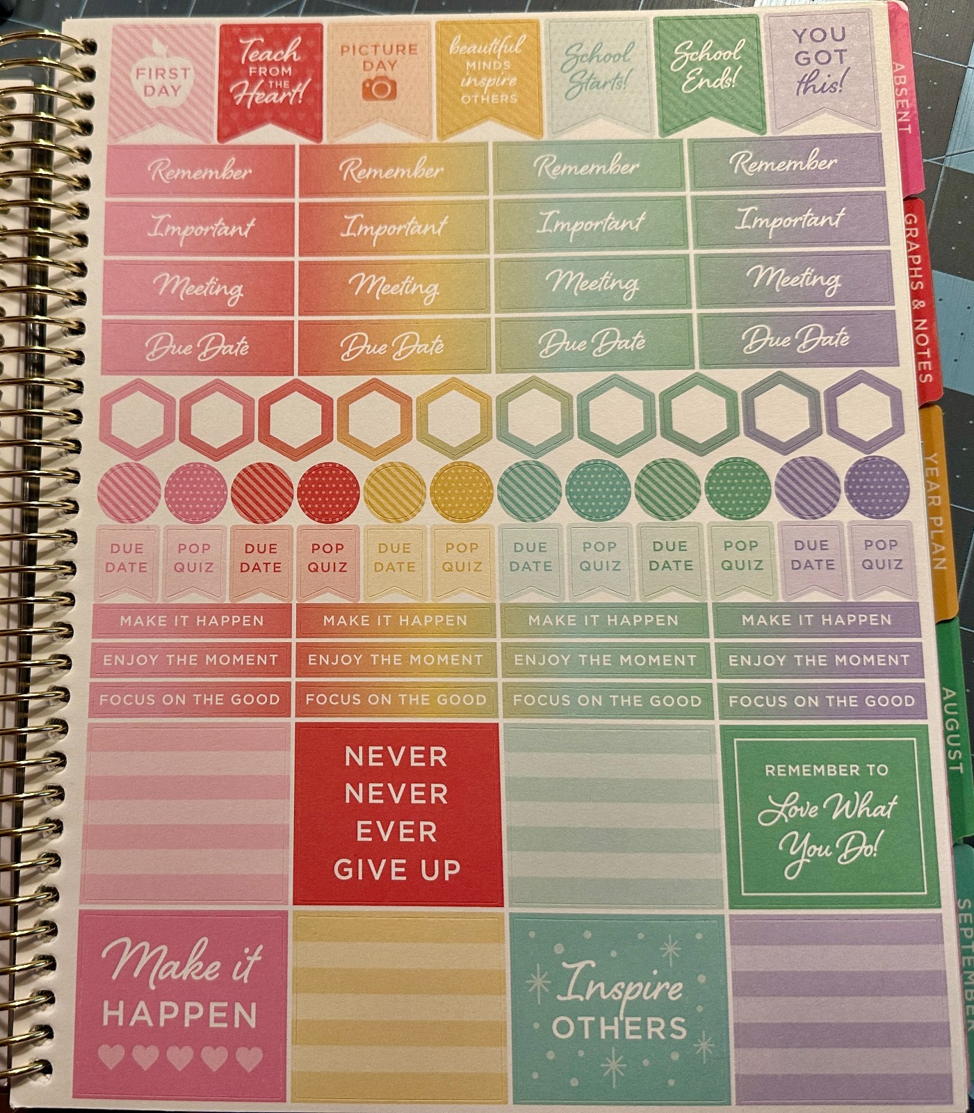 Erin Condren 12-Month Spiral Teacher Planner (Aug – Jul), 7”x9” Weekly
