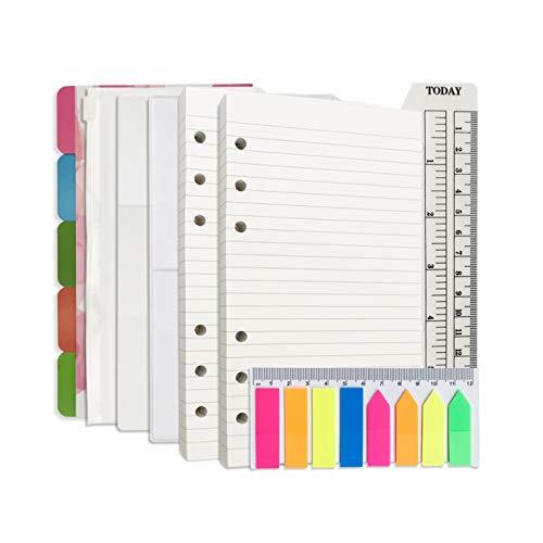 A6 Refill Paper 100 Sheets Lined Paper 6 Hole Punched – 5 Binder Dividers 3 P…