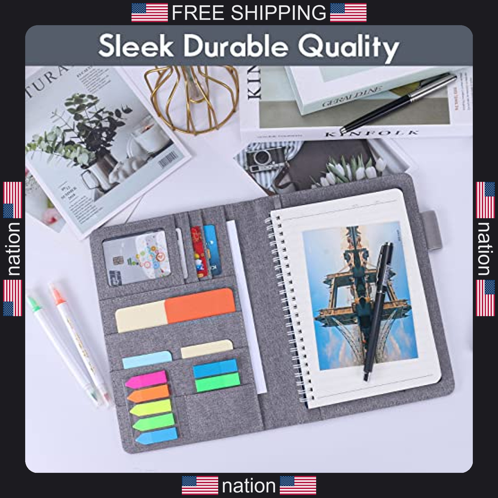 Rocketbook A5 notebook cover waterproof portfolio organizer gray with pen loop