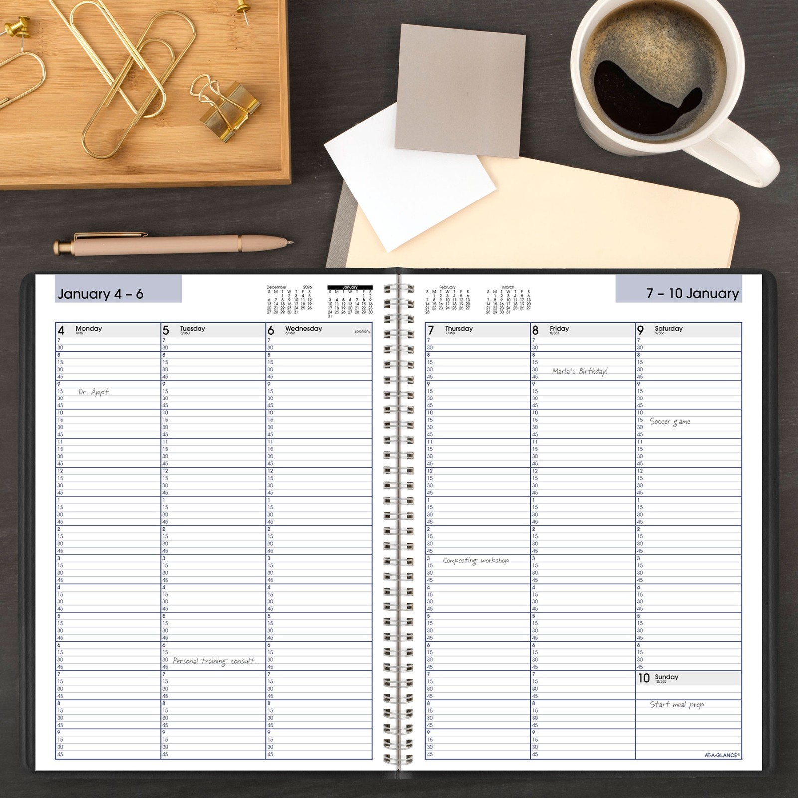 2026 At-A-Glance DayMinder G520-00 Weekly Appointment Book, 8 x 11″, Black Cover