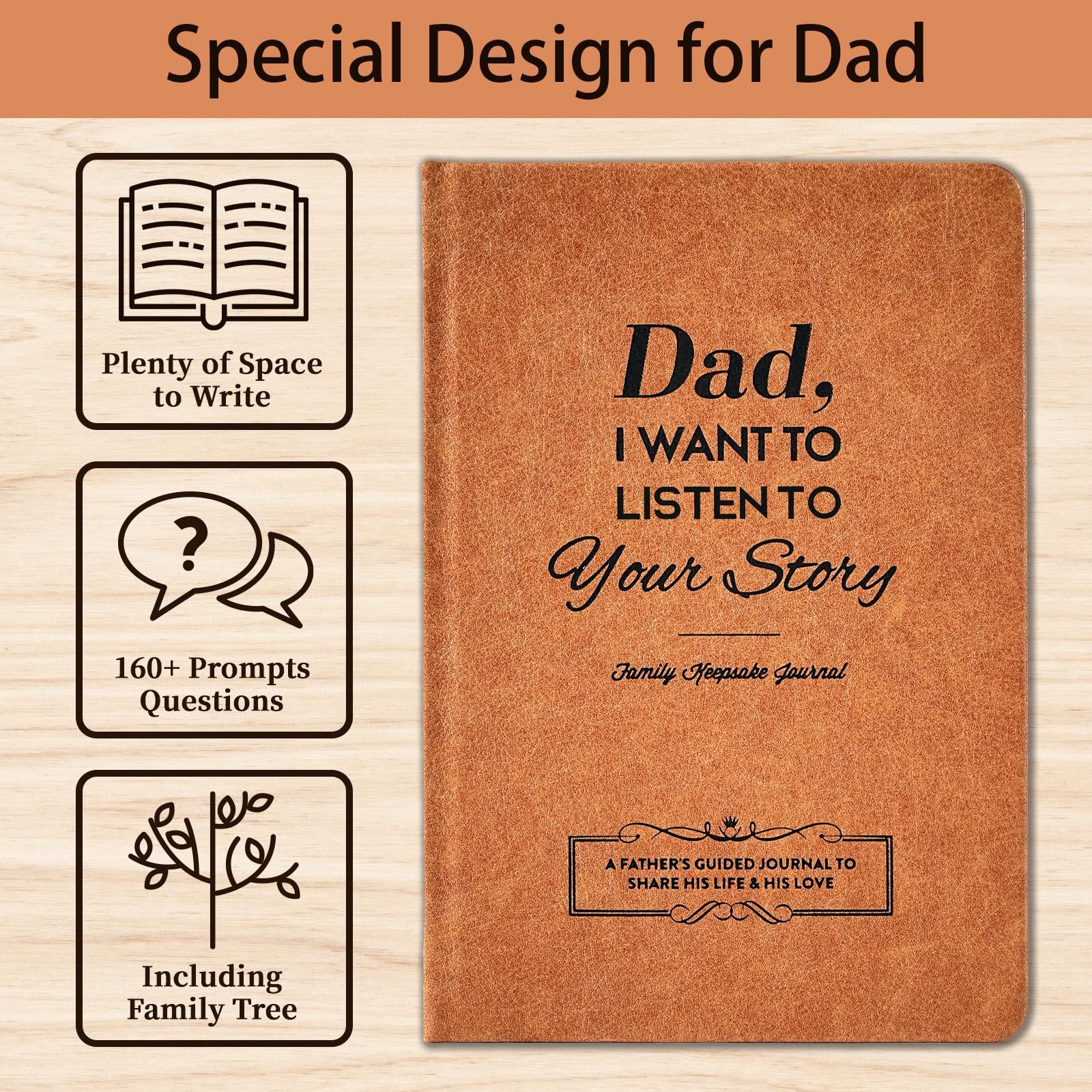Dad, I Want to Hear Your Life Story Journal, 5.75″ x 8.25″, A Father’s Brown