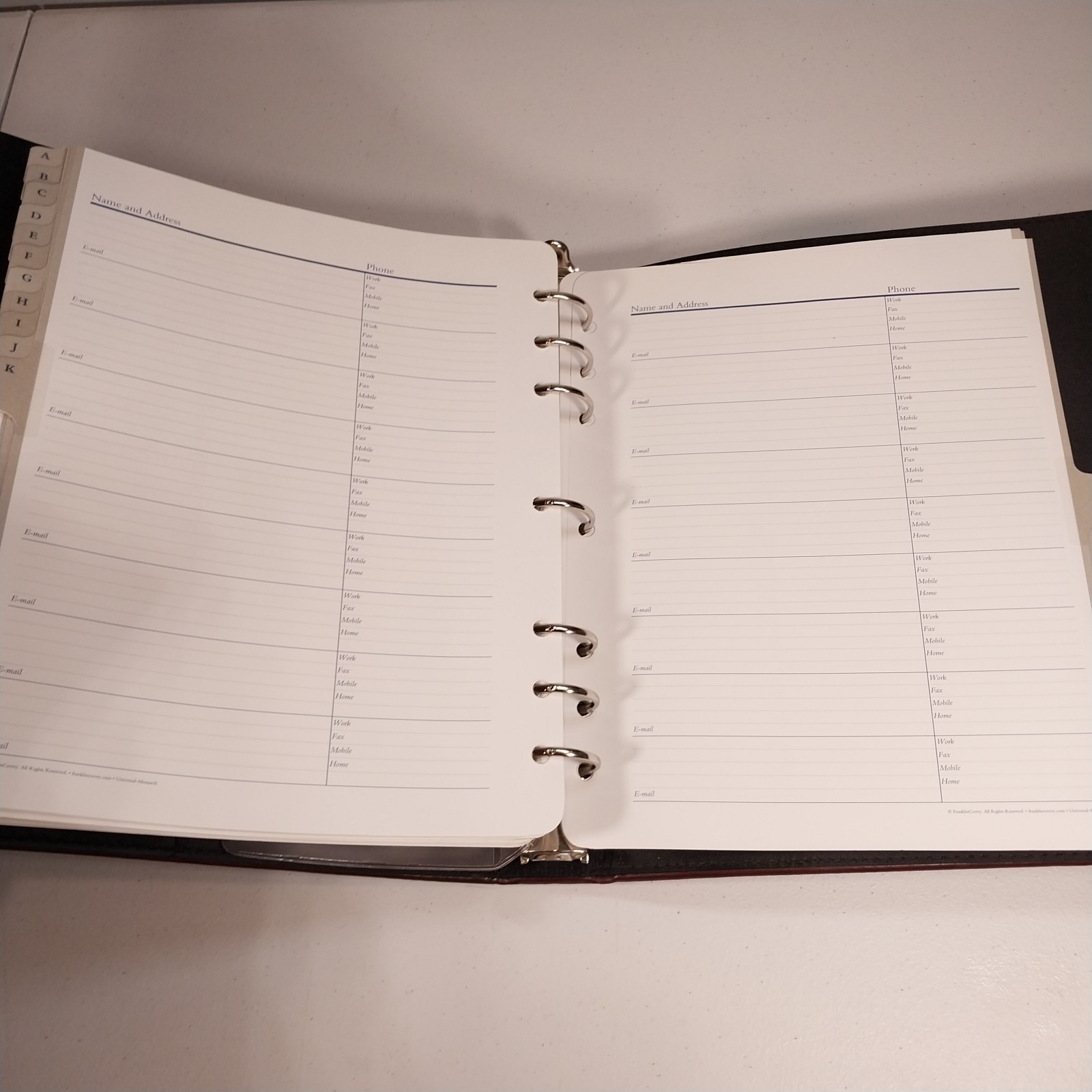 Franklin Covey Classic 7-Ring Binder Burgundy Faux Leather Planner Tabs Inserts