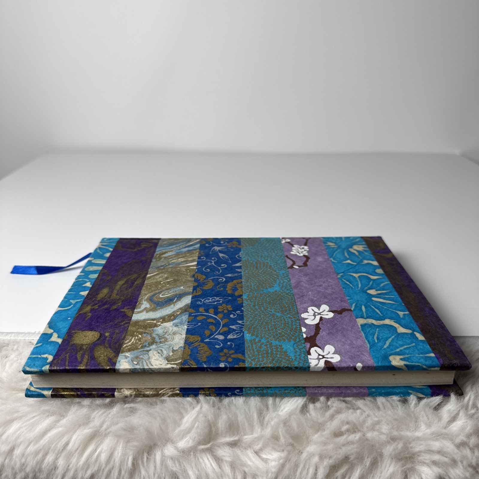 Blue Floral Journal Blank Diary Book Hard Cover Made From Lokta Plant from Nepal