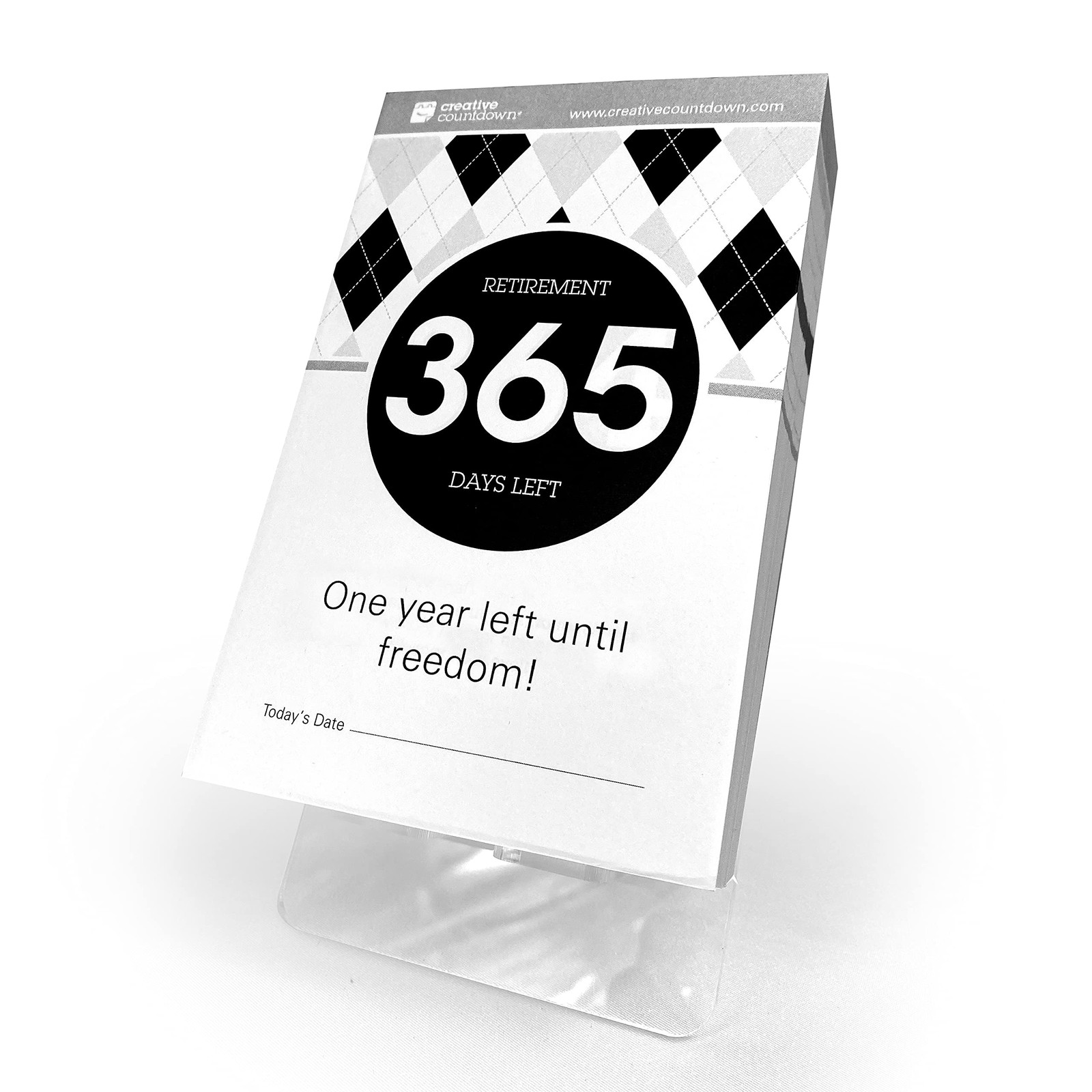 Retirement Count Down Calendar – 1 yr (365)-Day Retirement, White and Black
