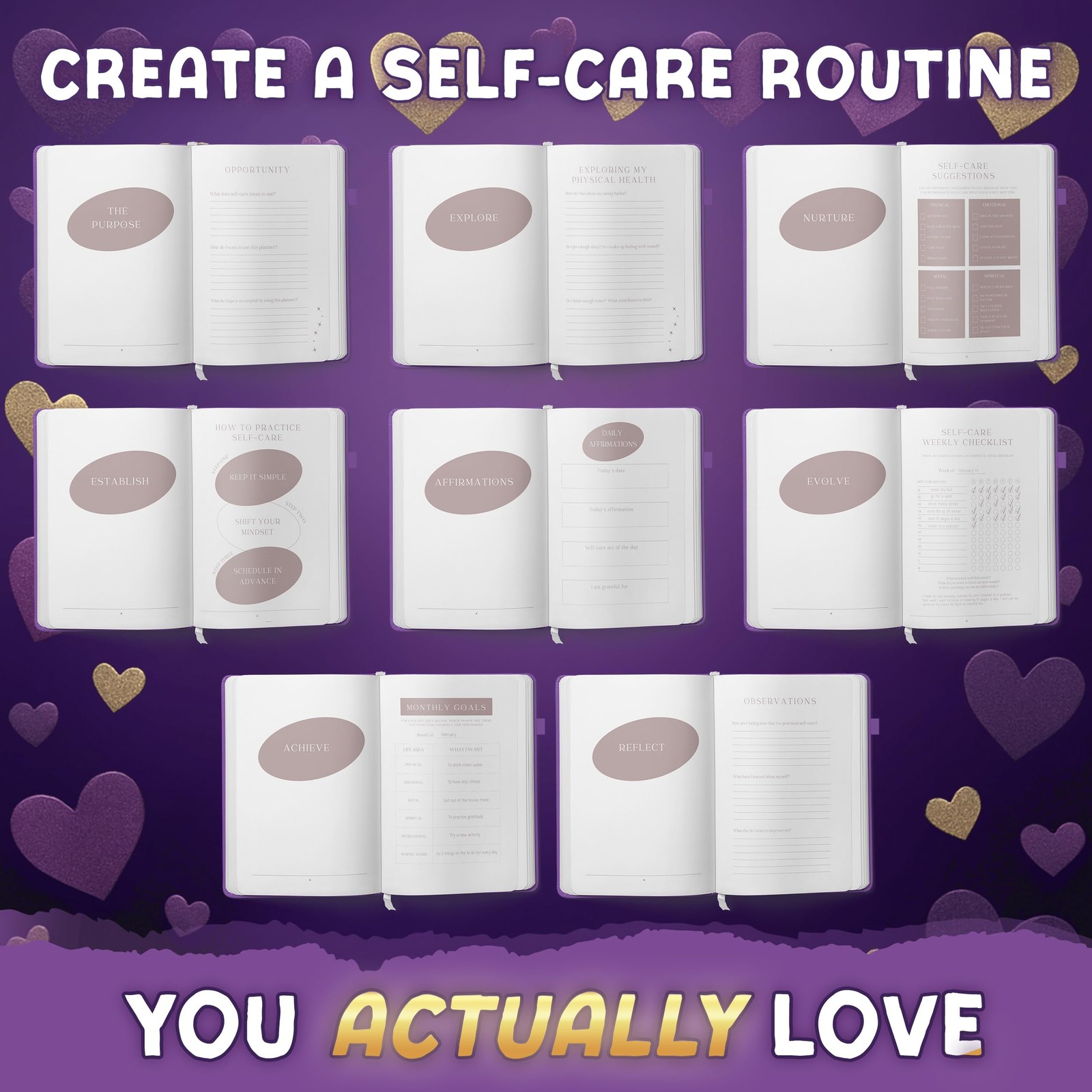 Planners with Purpose Self-Care Planner – Daily Wellness Journal Purple
